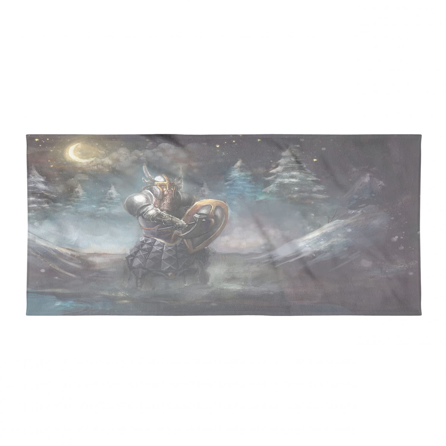 Ambesonne Fantasy Hiking Towel - Medieval Dwarf Knight Gothic Shield Design in Mysterious Forest - Quick Dry Soft Lightweight Microfiber Towel for Camping, Backpacking, Sports & Outdoor Adventures - Perfect for Hiking, Beach, Gym & Travel Accessories