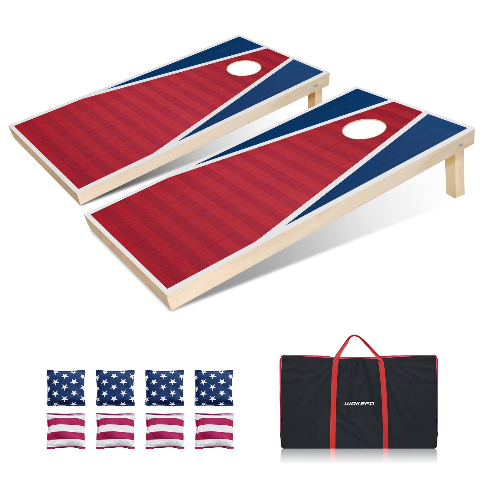 Premium Solid Wood Cornhole Game Set - 4'x2' & 3'x2' Outdoor Bean Bag Toss Boards with 8 All-Weather Bags & Carrying Case - Perfect for Backyard, Beach, Camping, Tailgating & Family Gatherings
