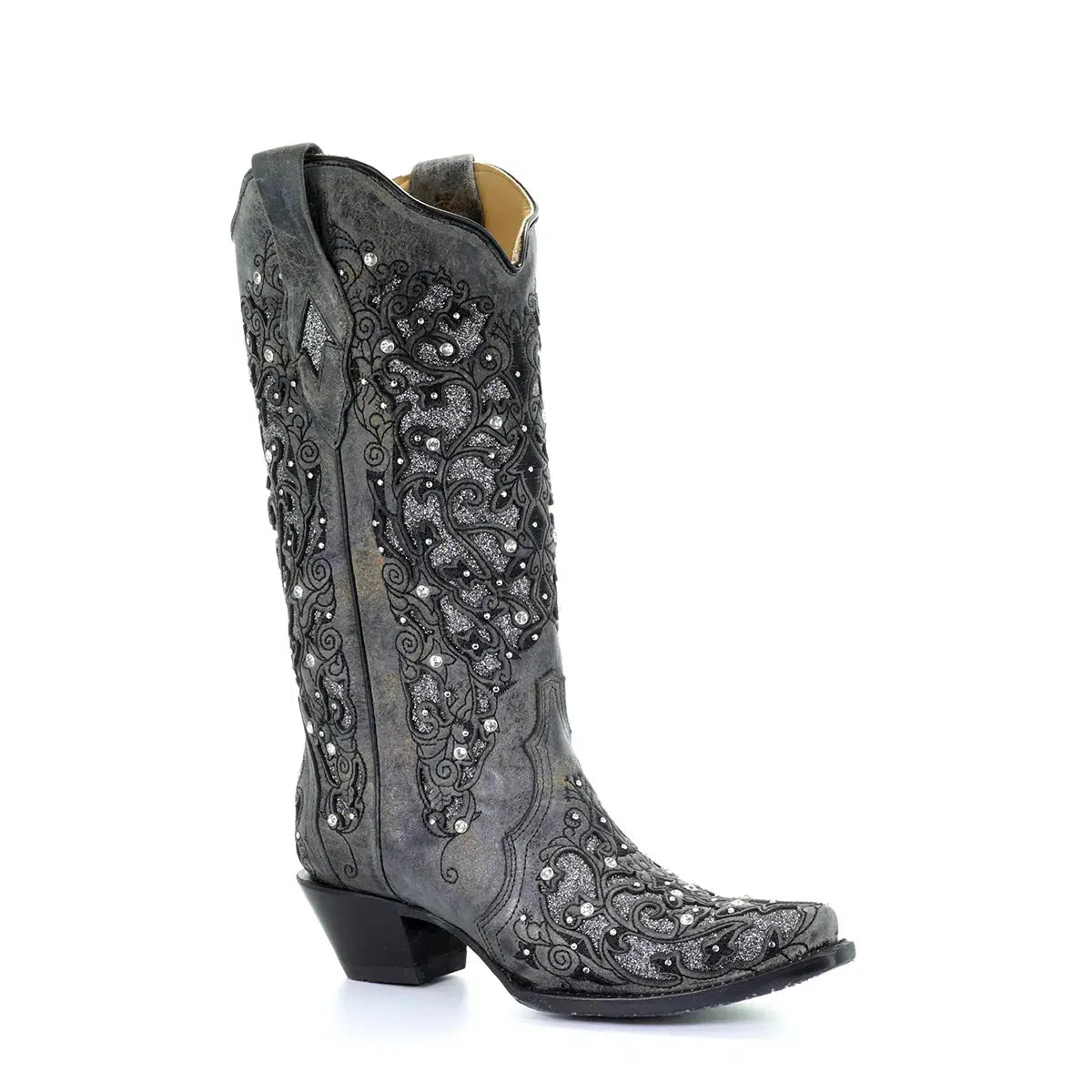 A3672 Women's Corral Grey Western Cowgirl Leather Tall Boots - Stylish & Comfortable for Rodeo, Horseback Riding & Country Fashion