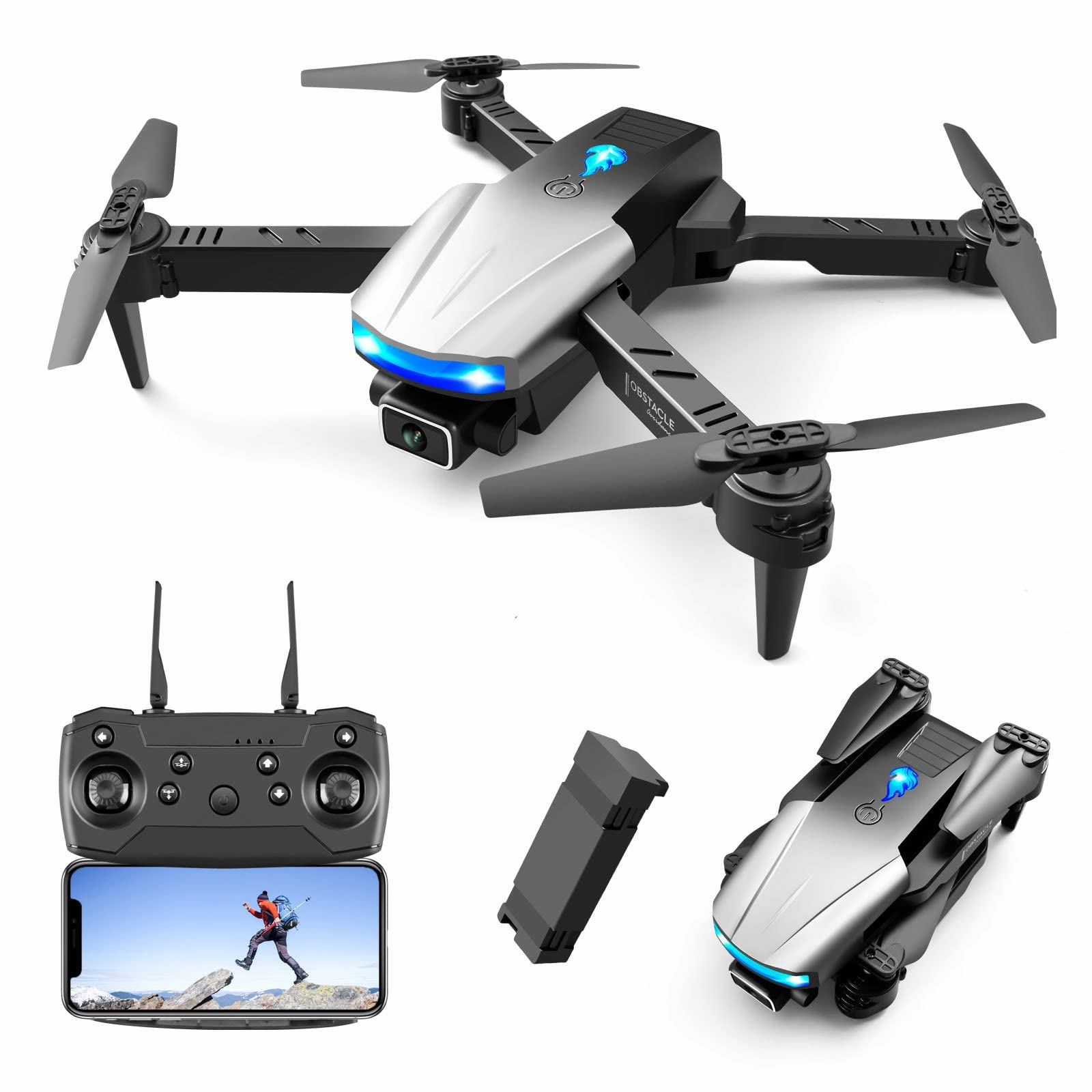 **4K HD Camera Drone for Adults - Mini FPV Drone with Infrared Obstacle Avoidance, Professional RC Quadcopter Helicopter - Perfect Gift for Kids & Beginners (Outdoor Adventures, Aerial Photography, Travel Vlogging)**