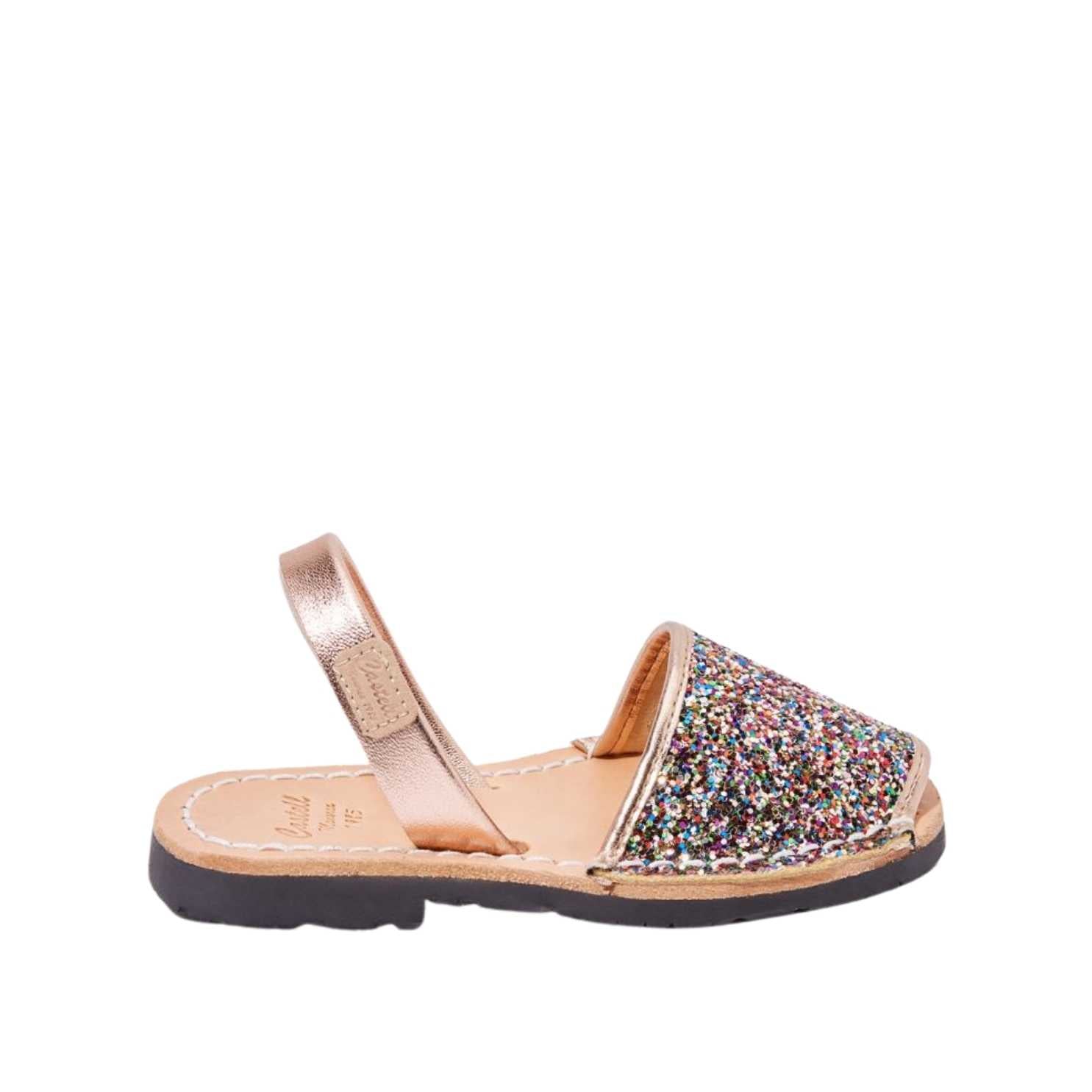 Sparkly Leather Menorcan Sandals for Kids - Iker 1097R - Comfortable & Stylish Beach Shoes for Summer Vacations & Outdoor Play