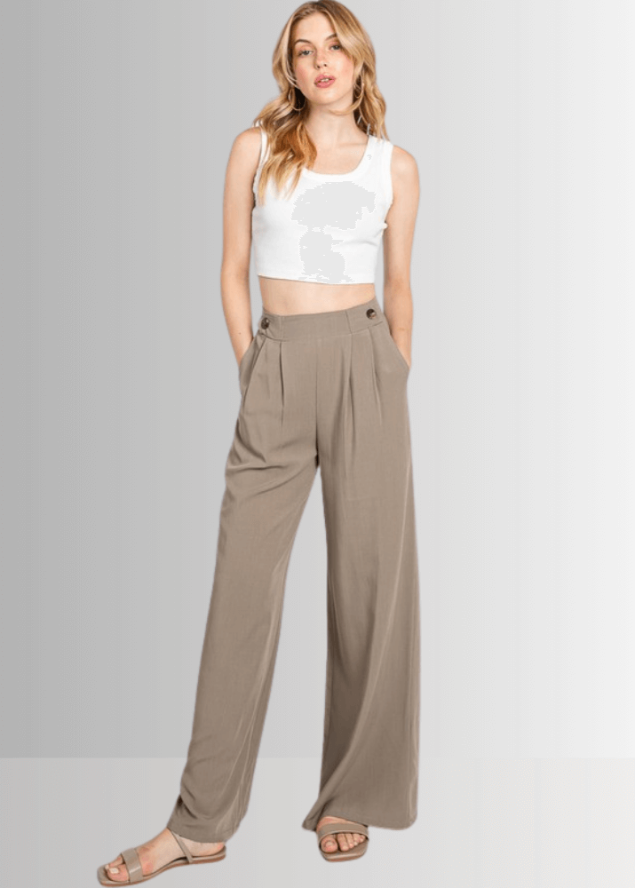 Hana Wide Leg Dress Pants for Women - High Waisted Business Casual Trousers - Office Work & Formal Wear - Perfect for Professional, Interview & Special Occasions