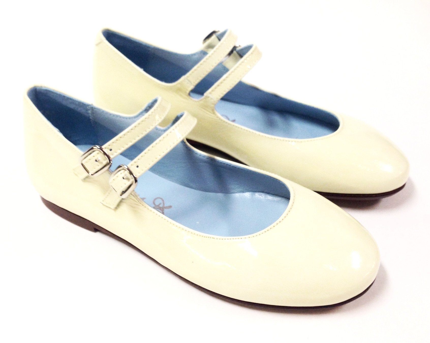 Soft Yellow Double Strap Mary Jane Shoes for Girls - Comfortable School & Party Flats - Perfect for Easter, First Communion & Dressy Occasions