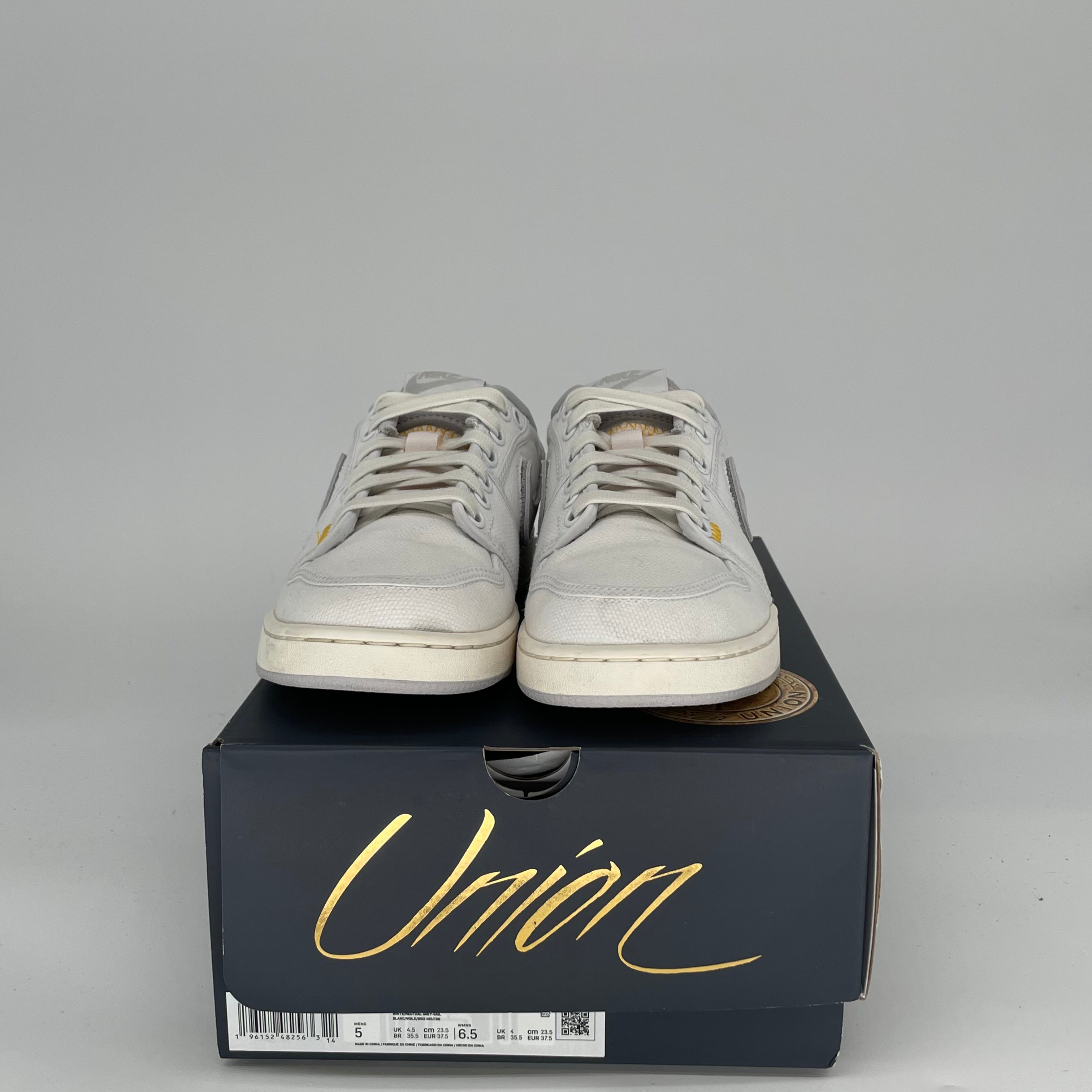 **Air Jordan 1 Low AJKO Union White Canvas Sneakers - Size 5 (DO8912-101) - Perfect for Casual Wear, Street Style & Sneaker Collectors**