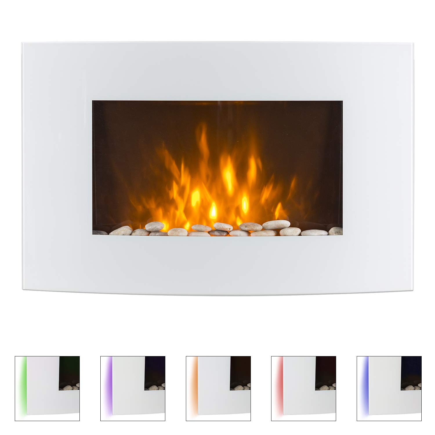 Klarstein Lausanne Vertical/Horizontal Electric Wall Fireplace with Realistic LED Flame Simulation - Ultra Quiet Operation for Bedroom, Living Room & Office