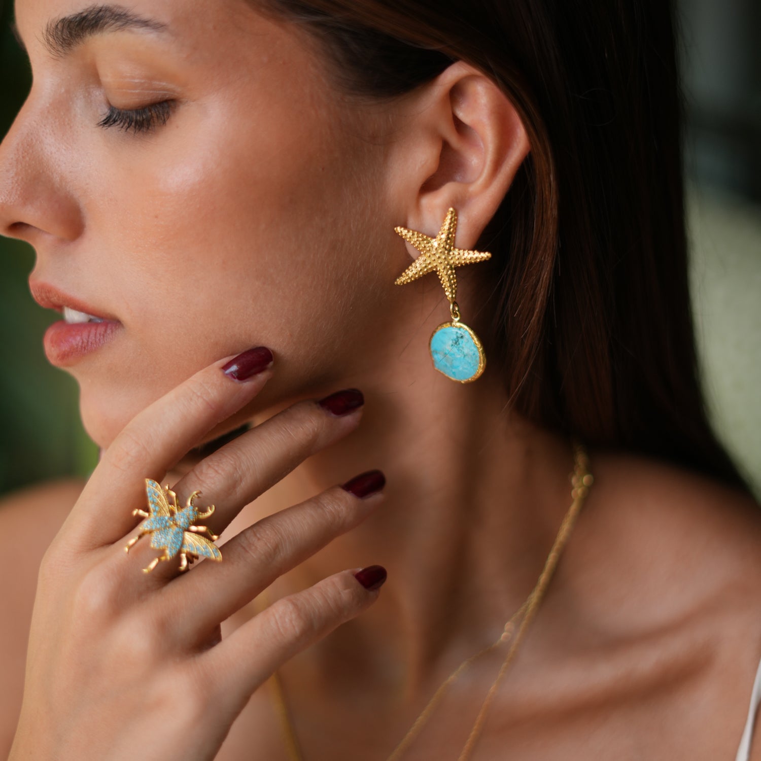 Queen Bee Turquoise & Gold Chunky Statement Ring - Boho Jewelry for Women - Perfect for Festivals, Parties & Everyday Wear
