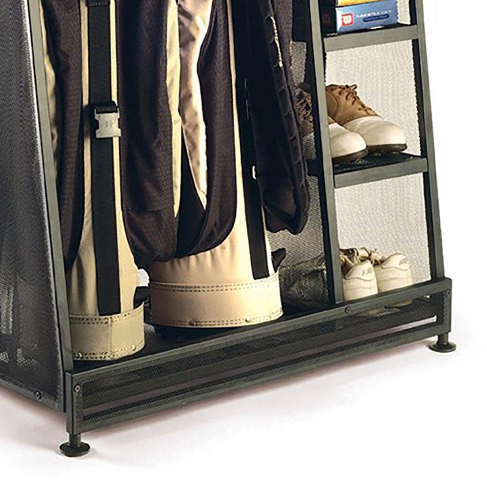 Suncast 2-Pack Garage Golf Bag Shelf Organizer with Adjustable Leveling Feet & 5-Inch Storage Bin - Perfect for Golf Clubs, Balls & Accessories - Ideal for Garage, Basement & Home Organization