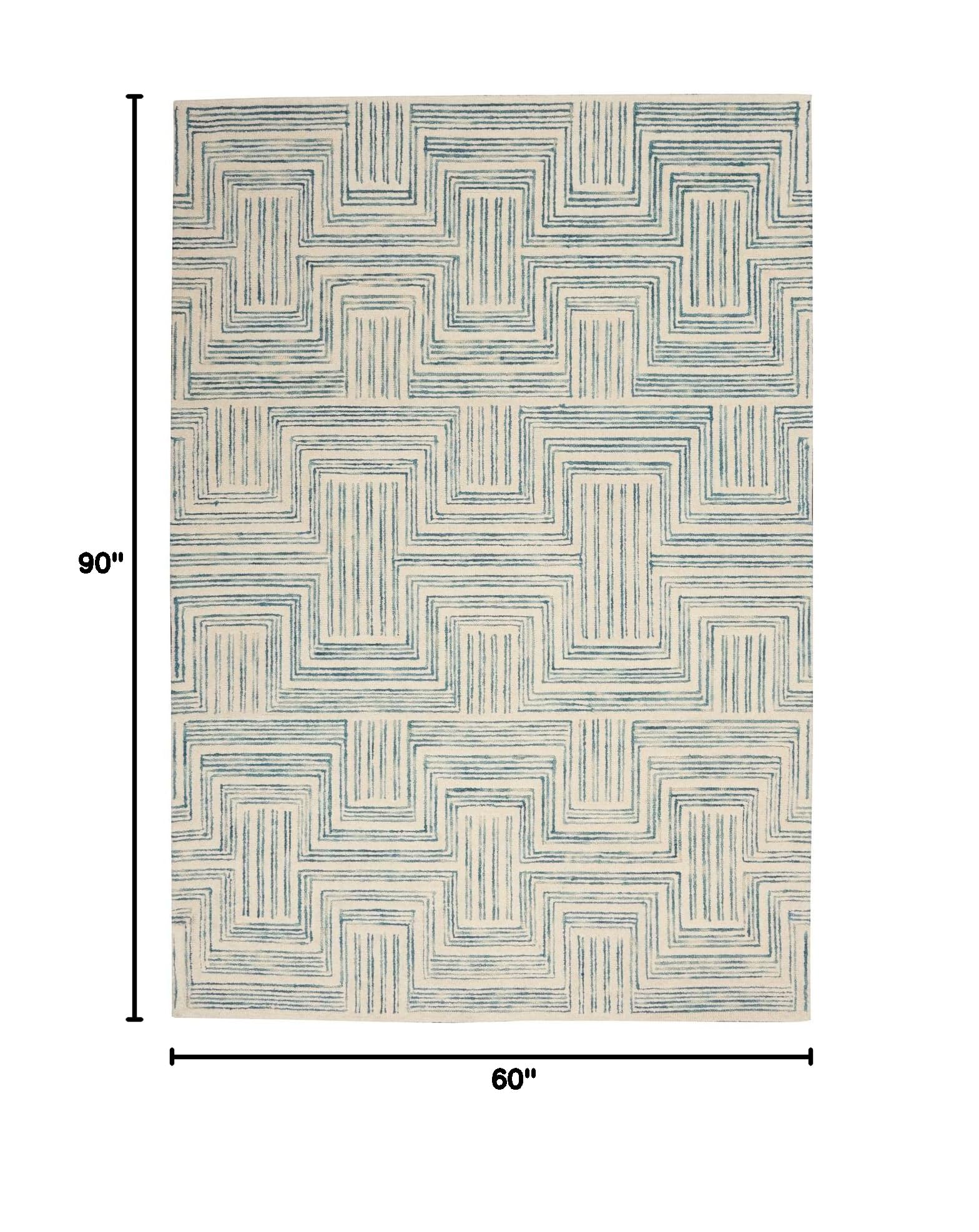 Nourison Linked Bohemian Ivory/Turquoise 5' x 7'6