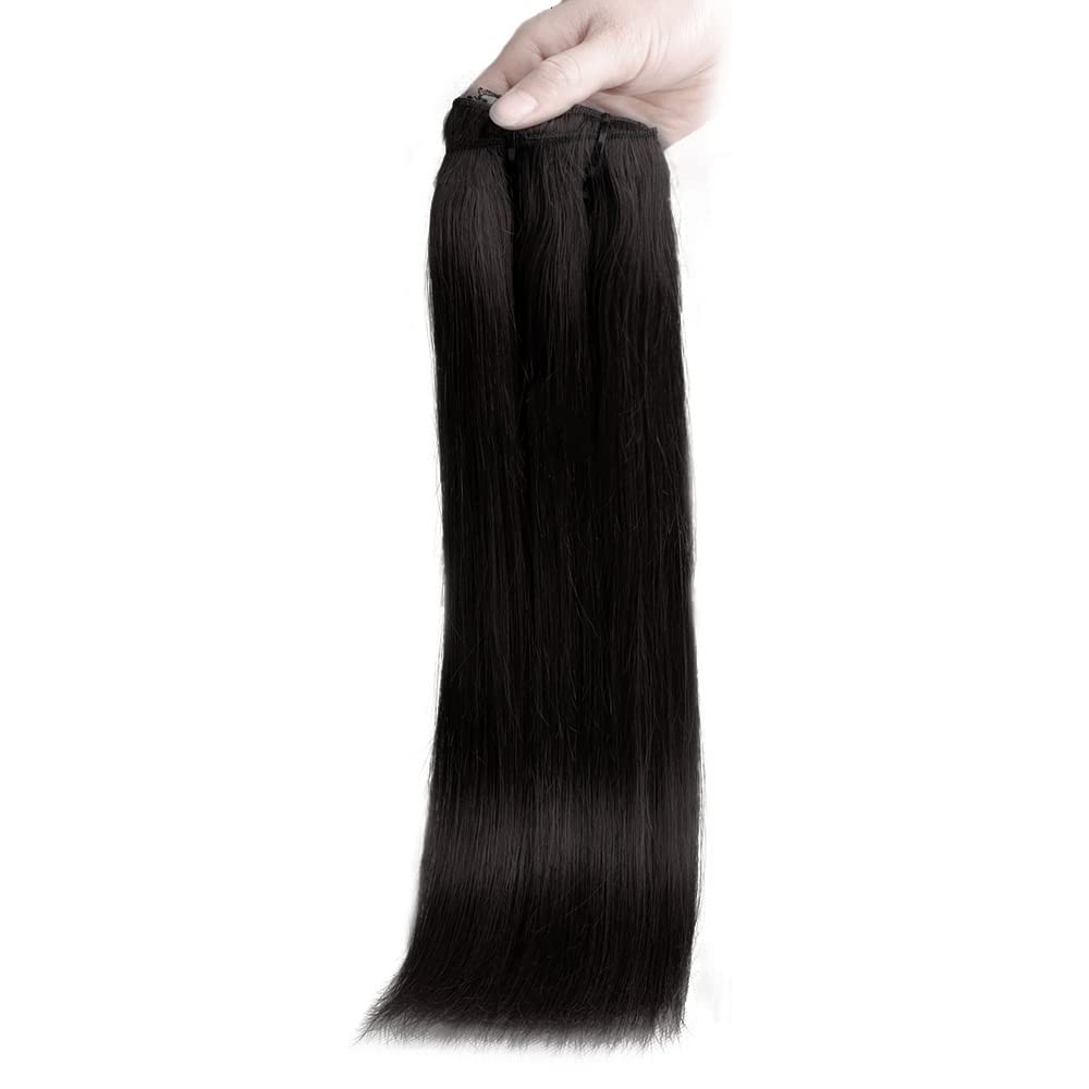Clip-In Human Hair Extensions 22 Inch 8pcs 120g - 100% Remy Natural Black Straight Hair (#1B) for Volume & Length - Perfect for Parties, Weddings & Daily Styling