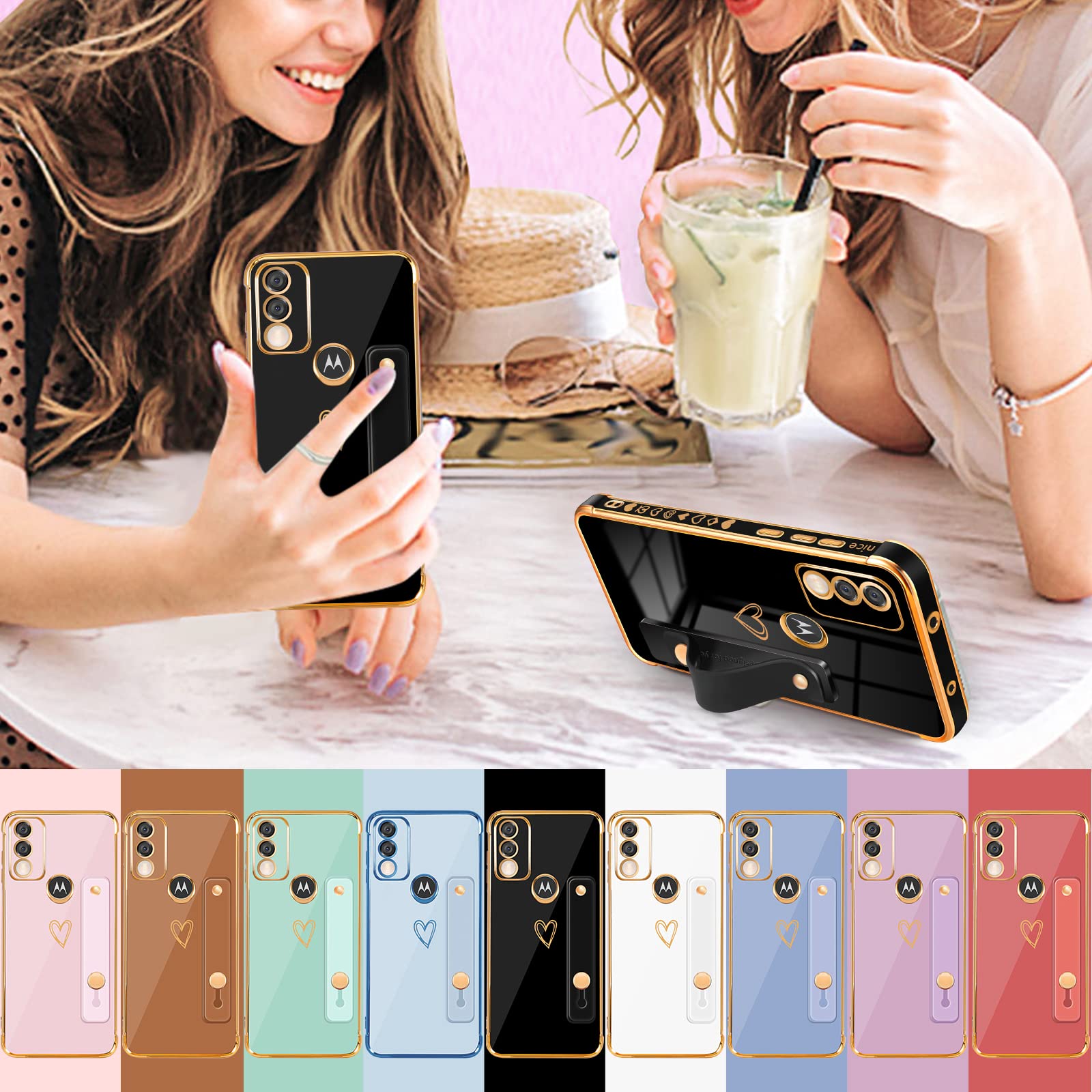 3-in-1 Luxury Heart Design Phone Case for Motorola Moto G Pure 2021 (6.5