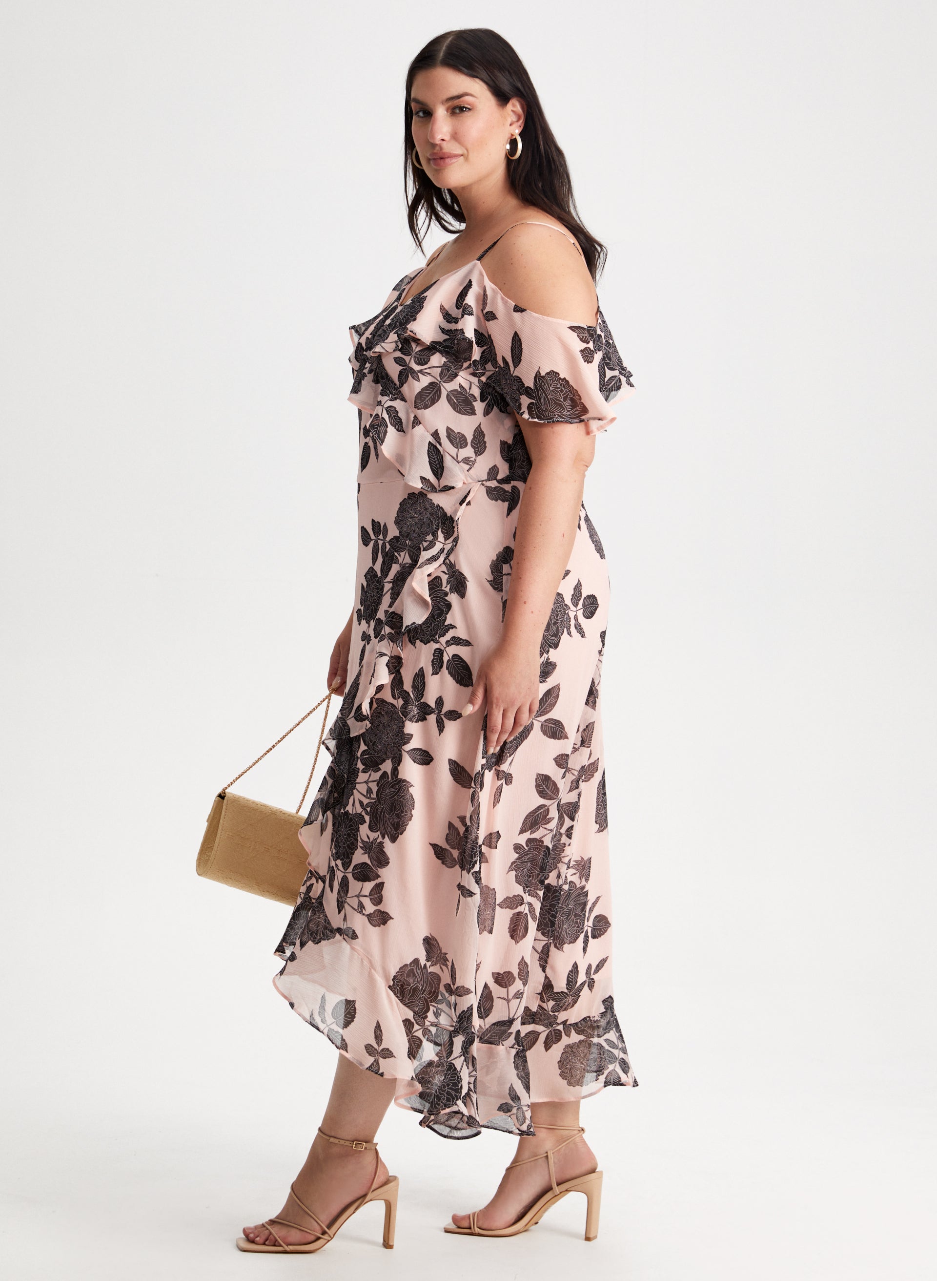 Floral Print V-Neck Summer Dress for Women - Elegant Flowy Midi Dress for Beach, Party & Casual Wear