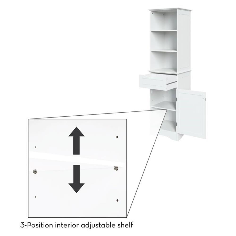 RiverRidge White Ashland Freestanding Bathroom Storage Cabinet with 3 Open Shelves & Drawer - Perfect for Organizing Towels, Toiletries & Bathroom Essentials in Small Spaces