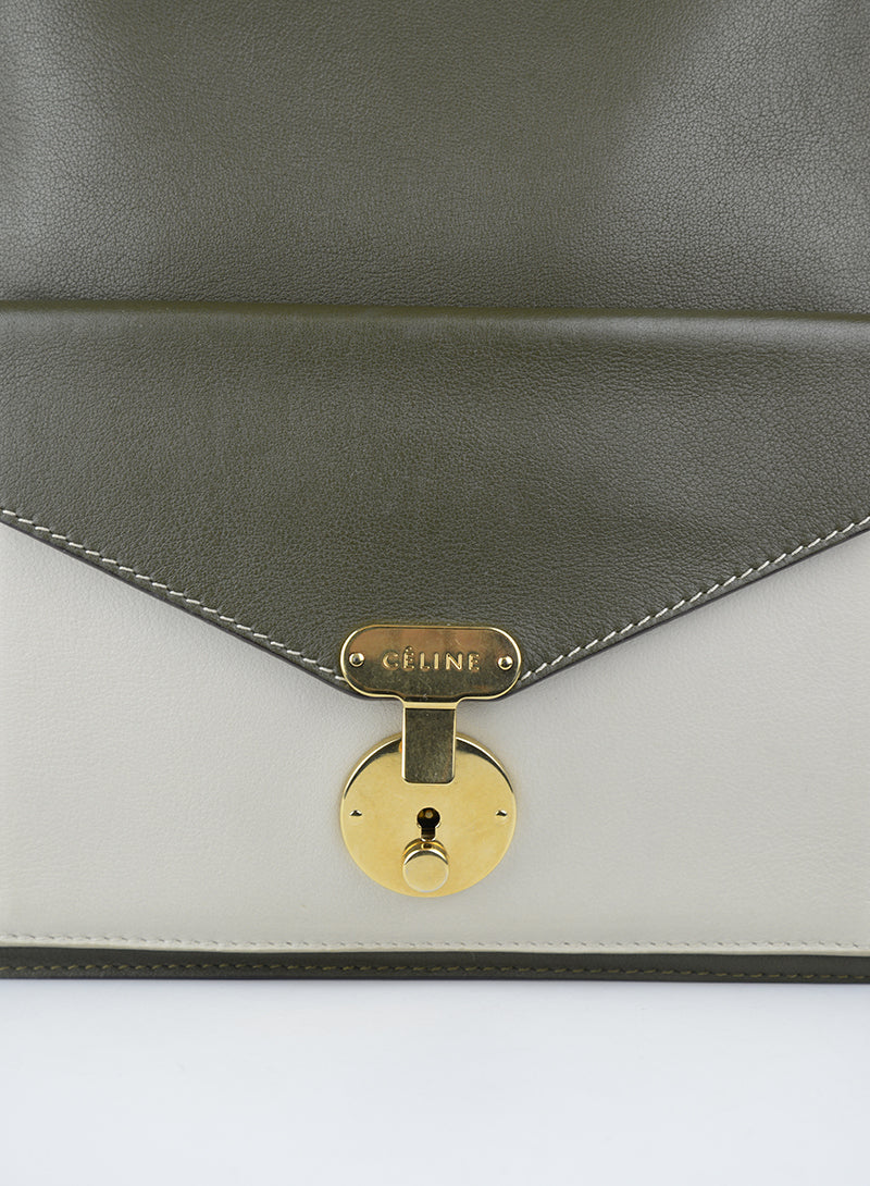 Celine Green Leather Shoulder Bag for Women - Elegant Crossbody Purse for Work, Travel & Everyday Use