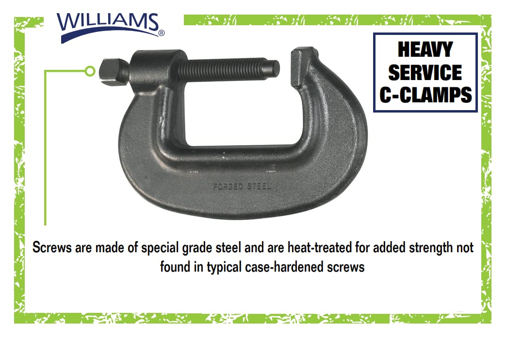 Williams CC-8AAW 8.5-Inch Heavy Duty C Clamp with Swivel Pads - Industrial Strength Metal Clamping Tool for Woodworking, Welding, and DIY Projects