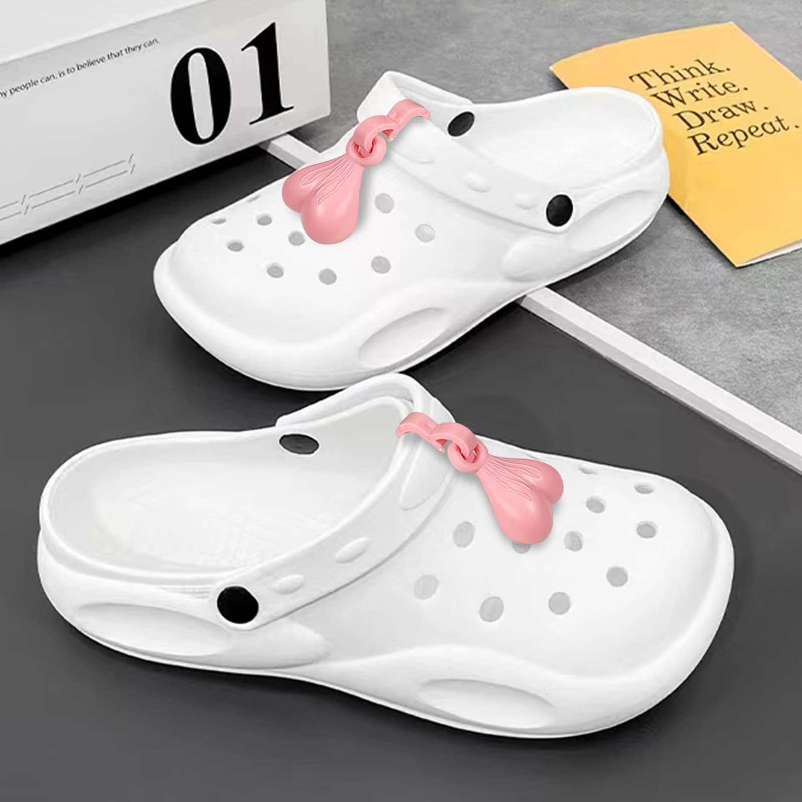 2 Pack Funny Shoe Charm Balls - Unique Shoe Accessories for Men & Women - Perfect Birthday Gift for Friends - White - Great for Sneakers, Casual Shoes & Gifts