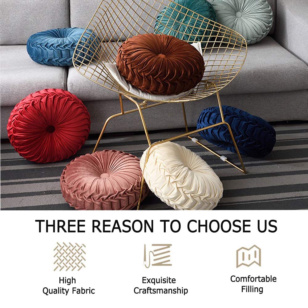 Velvet Round Throw Pillows - Soft Pumpkin Decorative Pillows for Sofa, Chair, Bed & Car - Cozy Home Decor & Floor Cushions for Living Room, Nursery & Seasonal Decorations