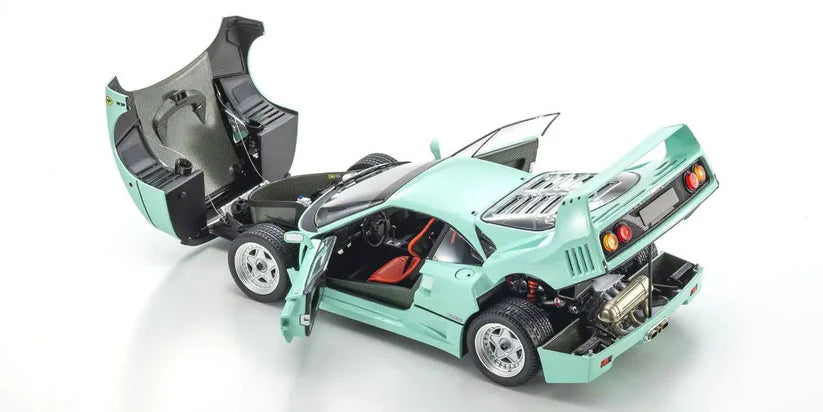 Kyosho 1:18 Scale Ferrari F40 1987 Model Car in Mint Green - Collectible Diecast Replica for Display, Gifts, and Racing Enthusiasts