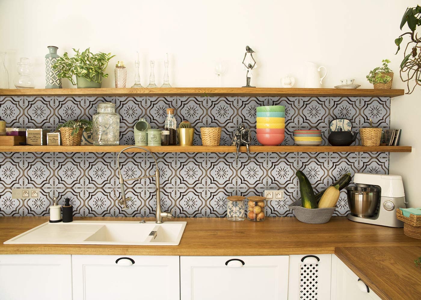 Mi Alma Collection Fireplace Tile Stickers 24 PCS Set - Peel and Stick Backsplash Tile Decals for Bathroom, Kitchen, Fireplace - Self-Adhesive Wall Tiles in Golden Brown (4x4 Inch) - Perfect for Home Renovation, DIY Projects & Rental Apartment Upgrades