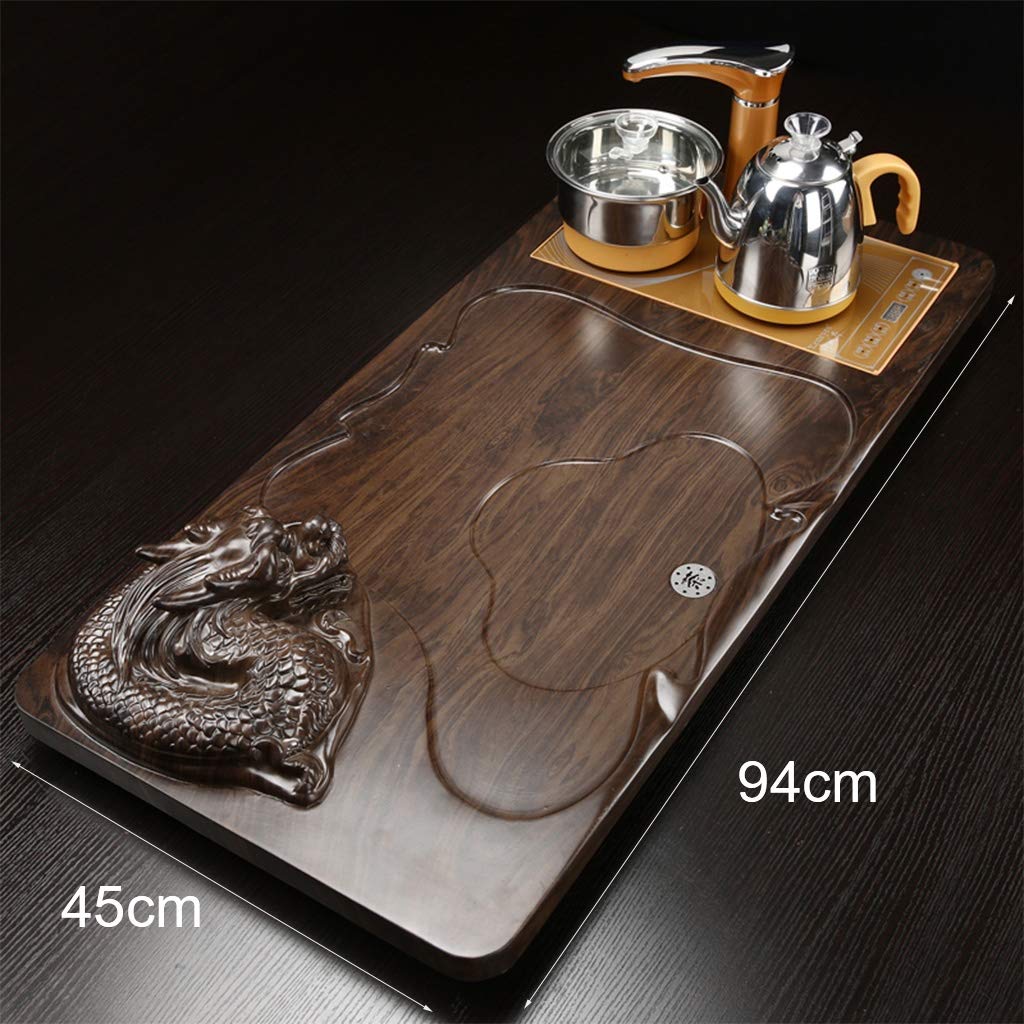 Premium Chinese Kung Fu Tea Tray Set - Automatic Drainage Water Storage Tea Table with Teapot - Perfect for Home, Office & Gifting (Color: B-3) | Traditional Ceremonial Tea Brewing & Modern Tea Party Essentials