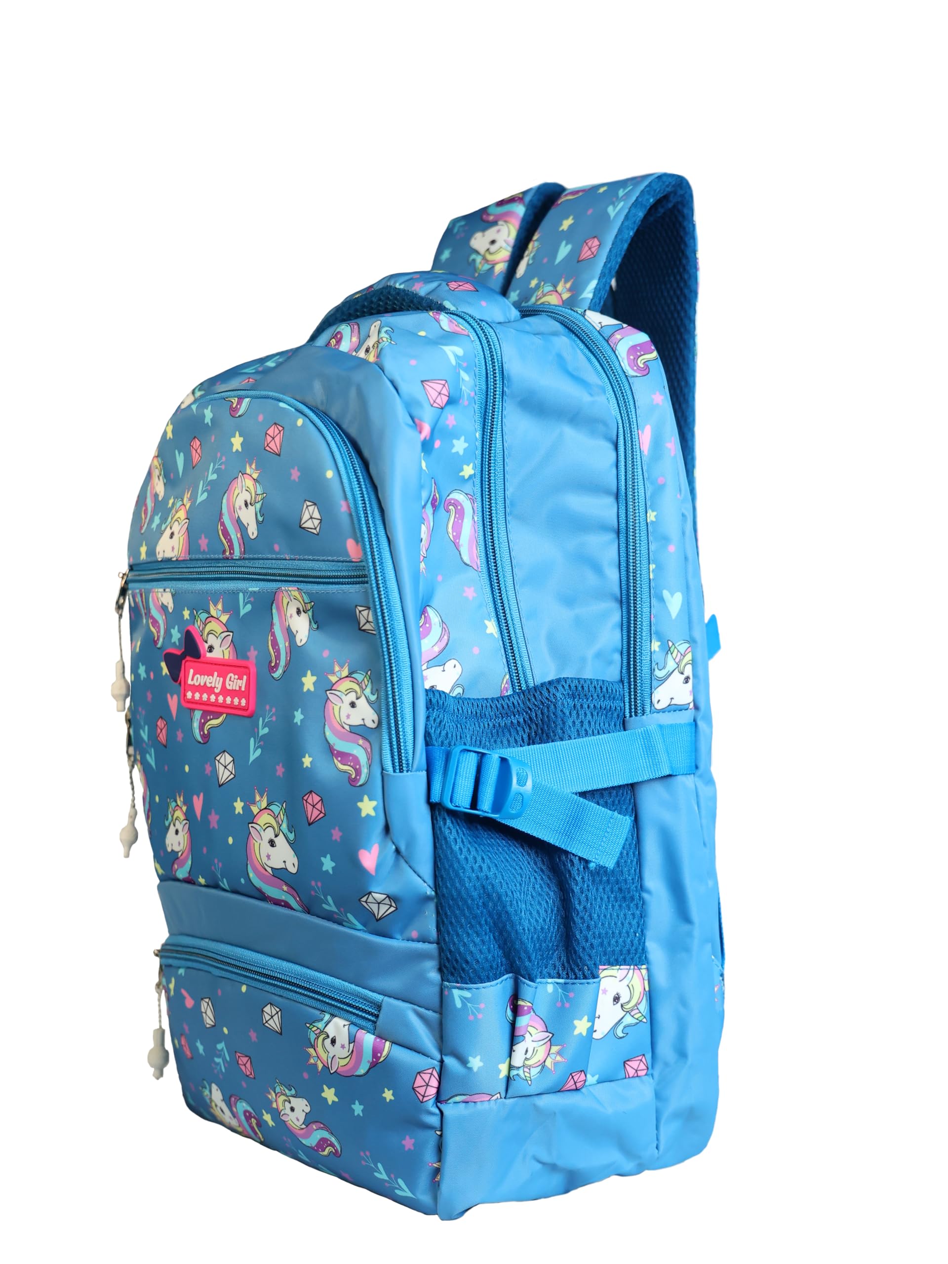 BOOTIN Stylish Trendy Printed Backpack for College Girls - Lightweight School Bag with Laptop Compartment (Sky Blue) | Perfect for Campus, Travel & Daily Use