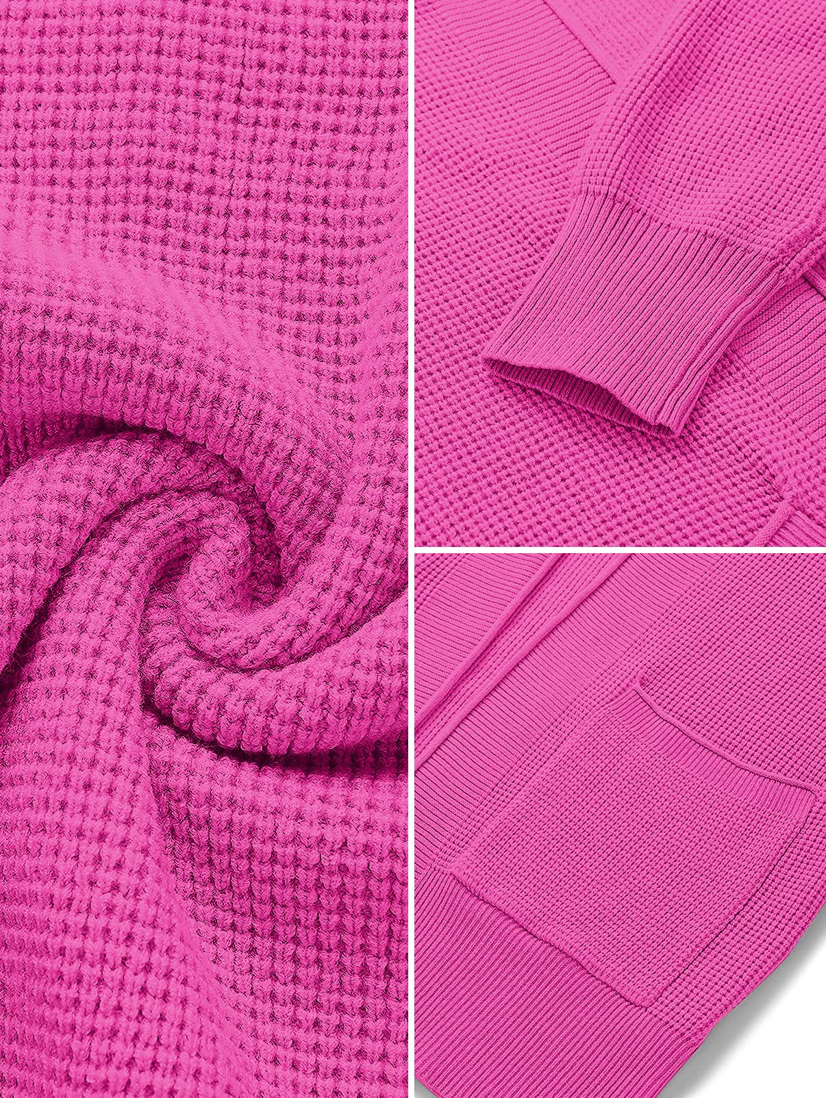 MEROKEETY Women's 2025 Fall Open Front Waffle Knit Cardigan - Long Sleeve Cozy Knit Sweater with Pockets for Casual Outfits, Office Wear & Autumn Layering