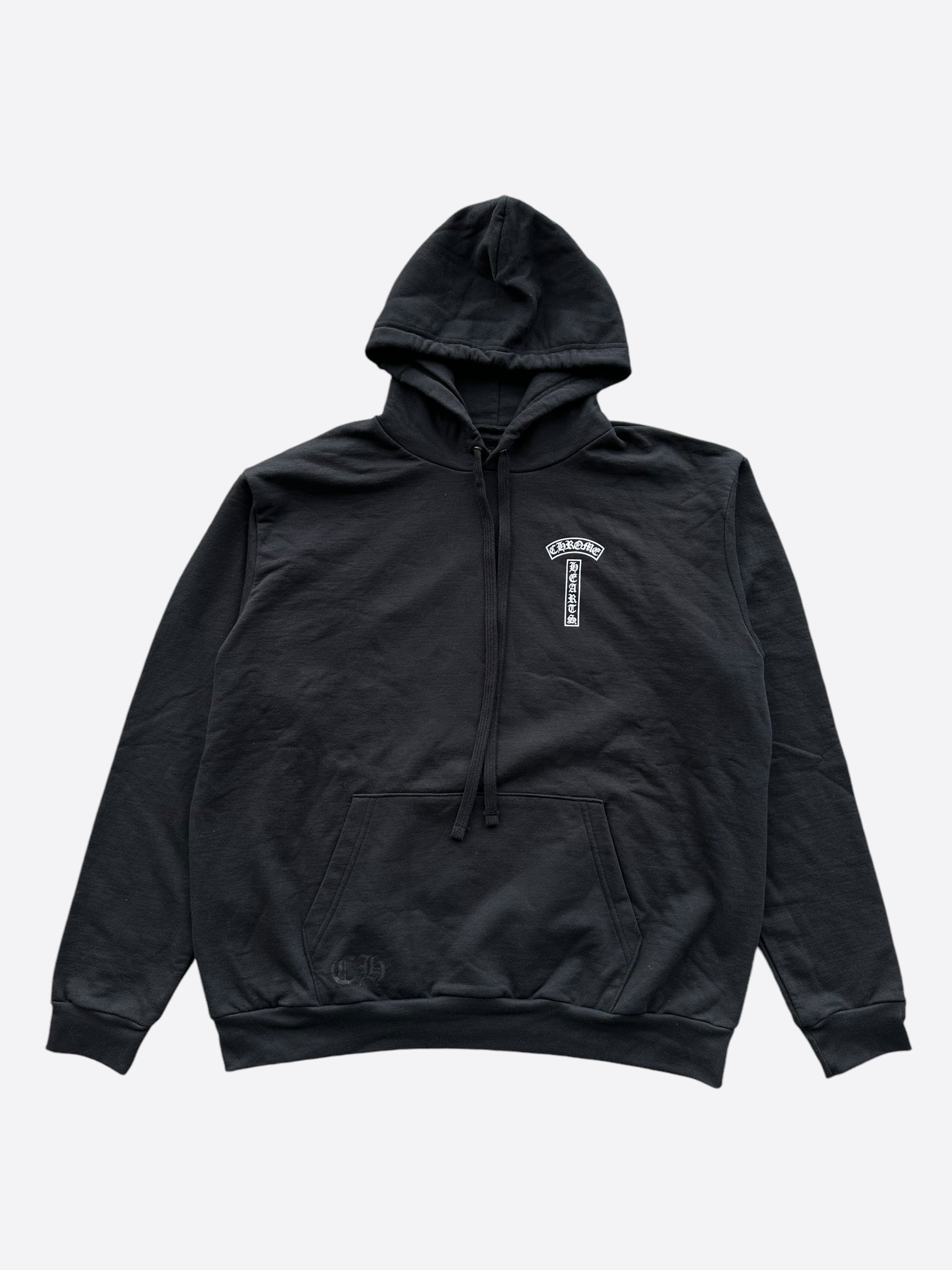 Chrome Hearts Black & White T-Bar Logo Hoodie for Men & Women | Streetwear Fashion | Casual Wear & Urban Style