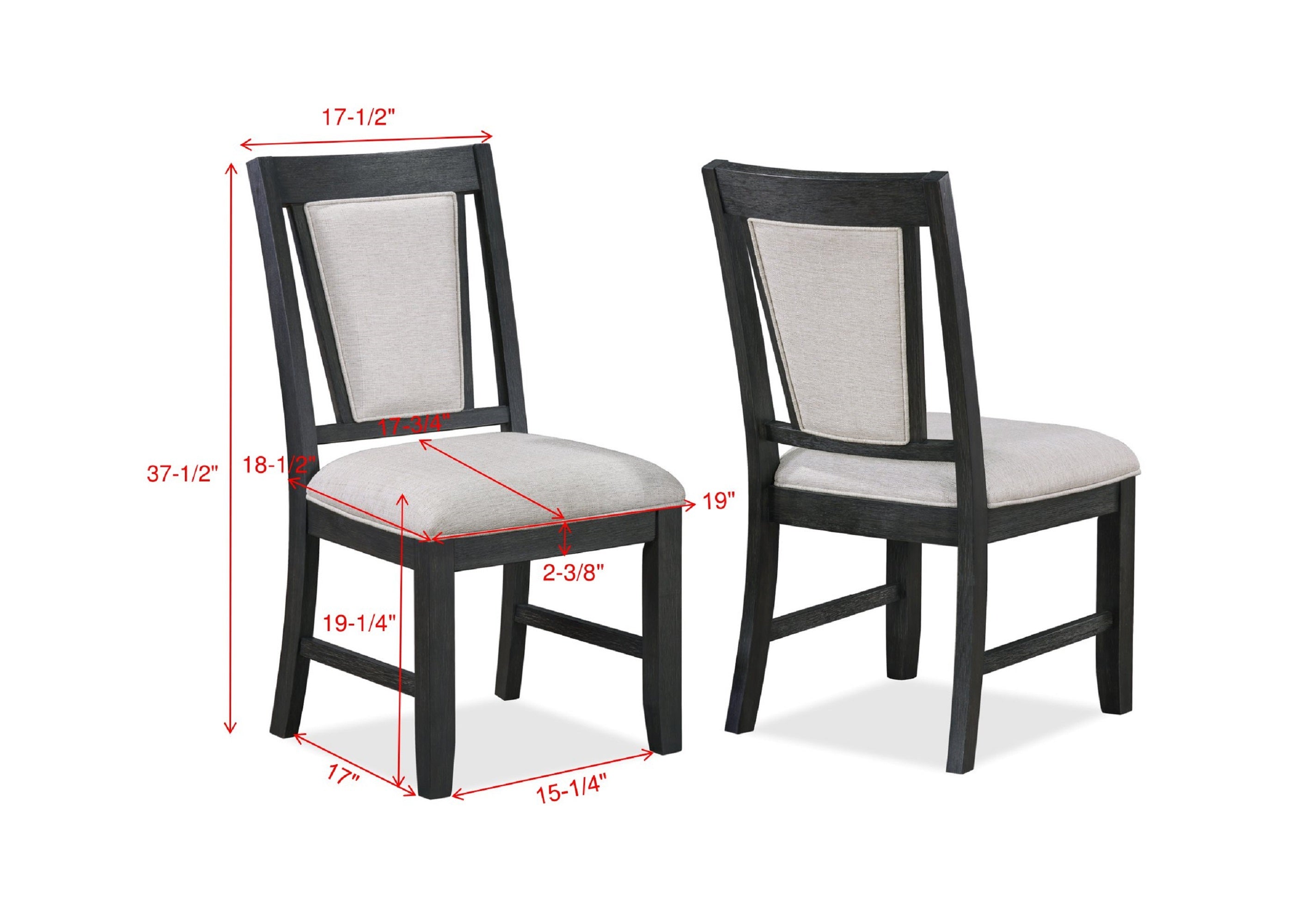 2-Piece Modern Upholstered Dining Chairs with Padded Seat & Back - Gray Wooden Side Chairs for Dining Room, Kitchen, Breakfast Nook & Small Spaces