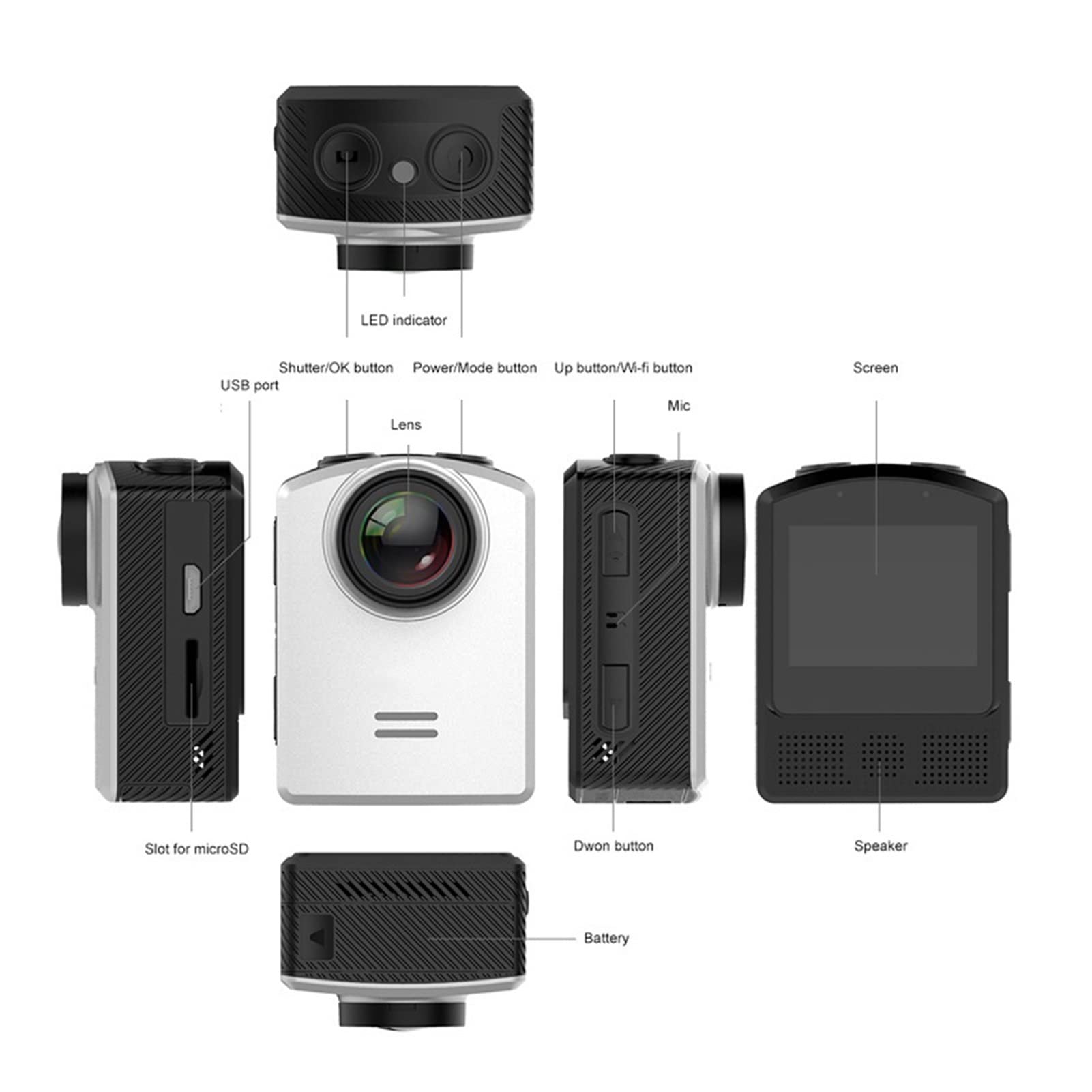 USKI 4K Waterproof Action Camera with Gyro Stabilization, 16MP HD 2160P Underwater Sports DV - Includes 128GB Memory Card (Black) - Perfect for Diving, Surfing, Skiing & Outdoor Adventures