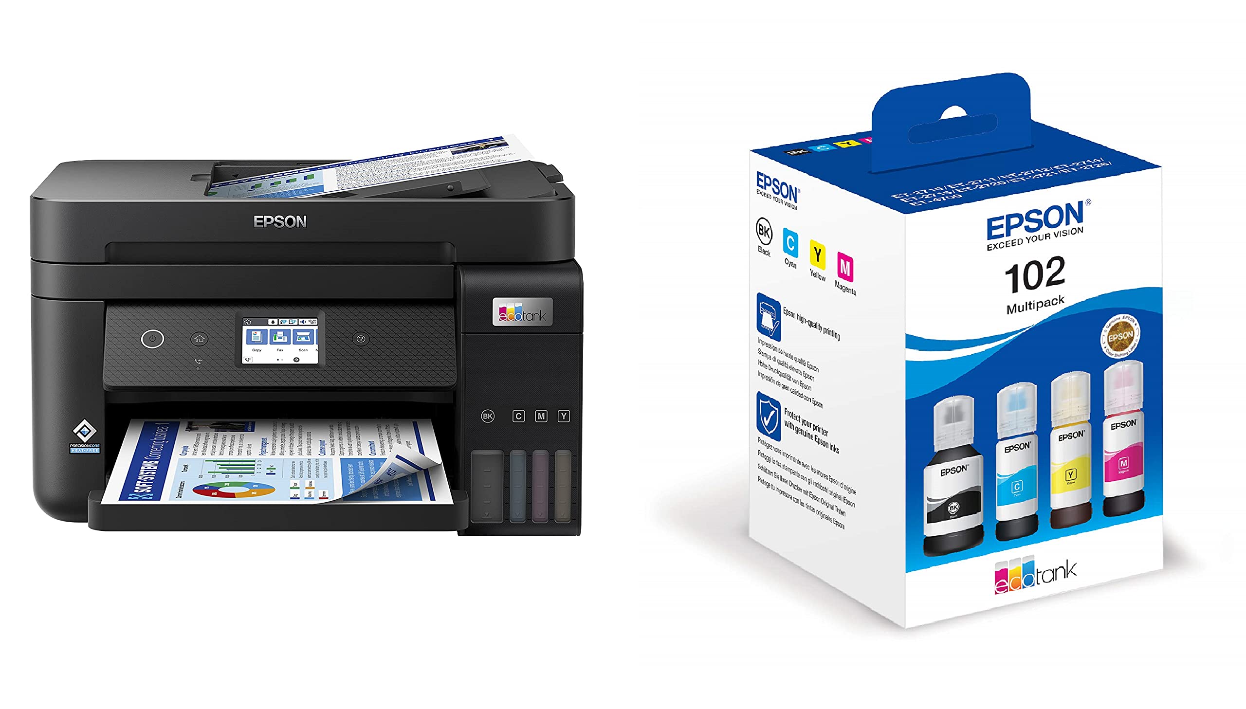 Epson EcoTank ET-4850 Wireless All-in-One Printer with Print, Scan, Copy - High Yield Ink Tank System, Black - Includes Bonus Multipack Ink Refills - Perfect for Home Office & Small Business Printing Needs