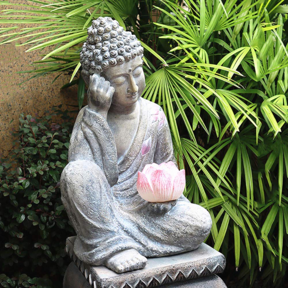 Solar Powered Meditating Buddha Statue - Outdoor Garden Decor with Solar Light for Patio, Yard & Zen Meditation Spaces