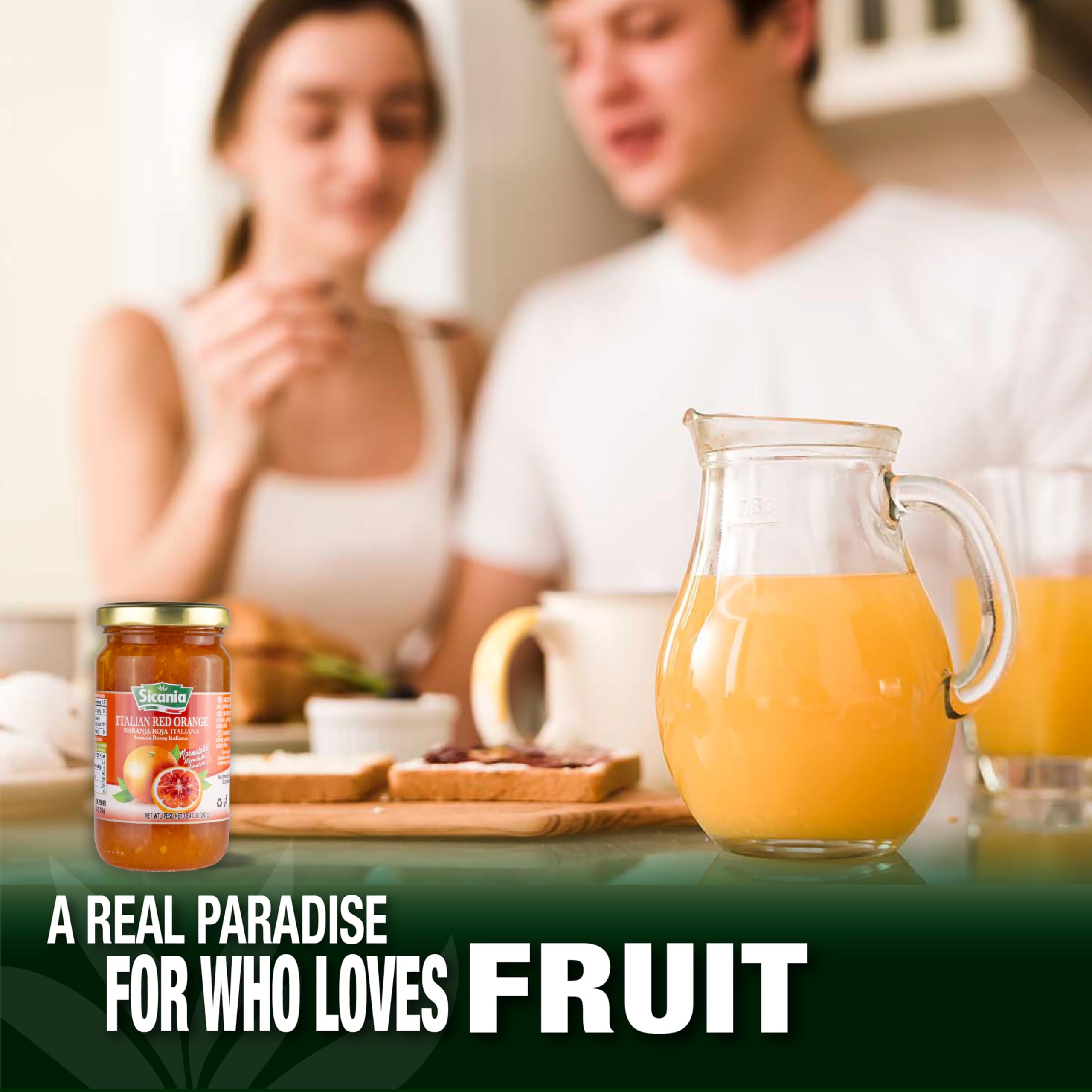 Premium Italian Blood Orange Fruit Preserves 8.47oz - Gluten Free, Non-GMO, No Preservatives, No High Fructose Corn Syrup - 45% Real Fruit Content - Gourmet Jams & Preserves - Perfect for Breakfast Toast, Pastry Fillings & Cheese Pairings