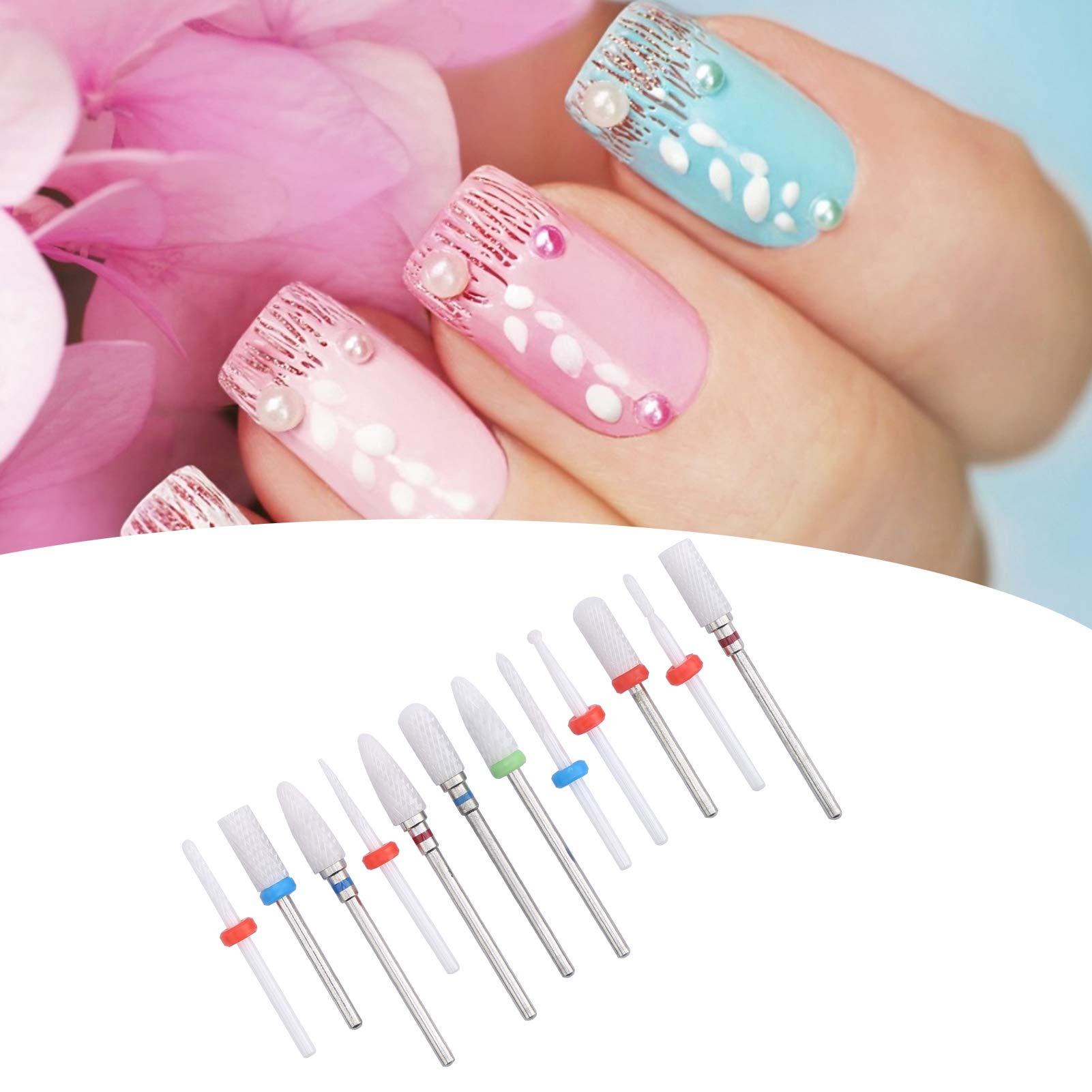 12PCS Ceramic Nail Drill Bits for Electric Nail File - Professional Acrylic Nails & Cuticle Care - Durable Milling Cutter Bits for Manicure & Pedicure - Perfect for Salon & Home Nail Art