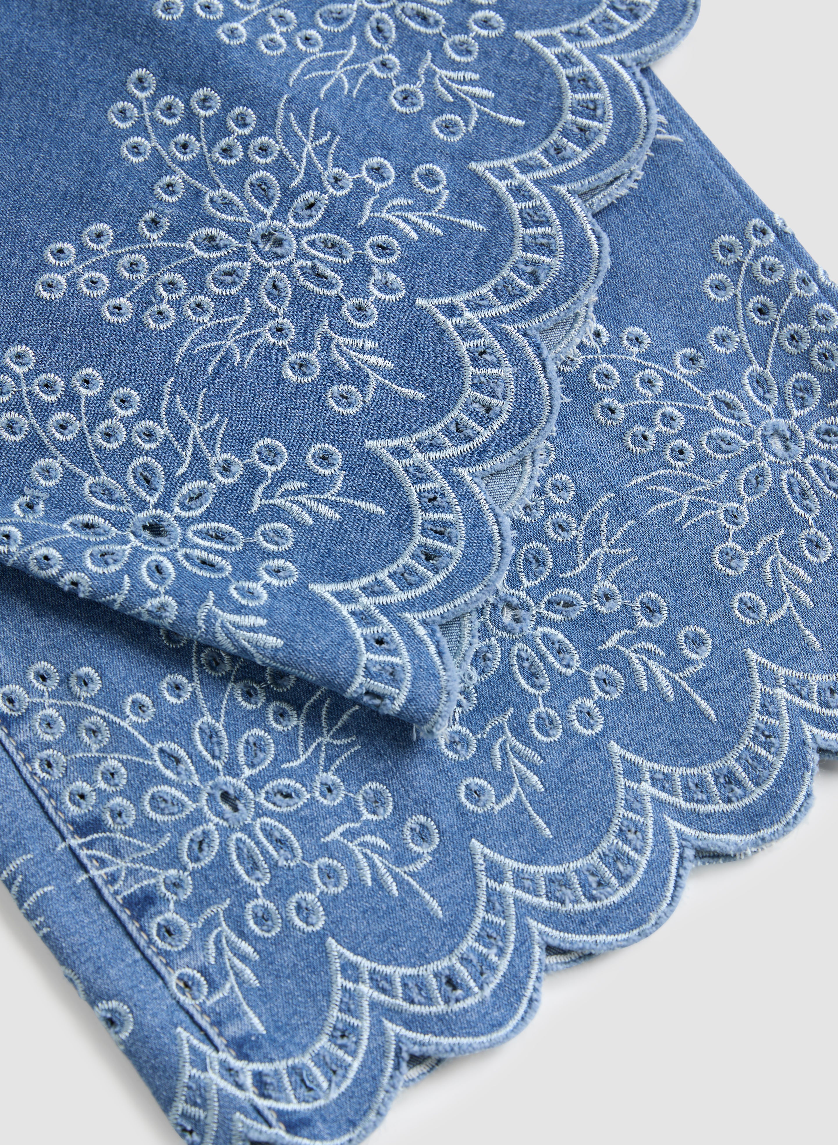 Embroidered Hem Culotte Jeans for Women - High Waist Wide Leg Denim Pants | Casual & Boho Style | Perfect for Summer Outfits, Beach Vacations, and Streetwear Fashion