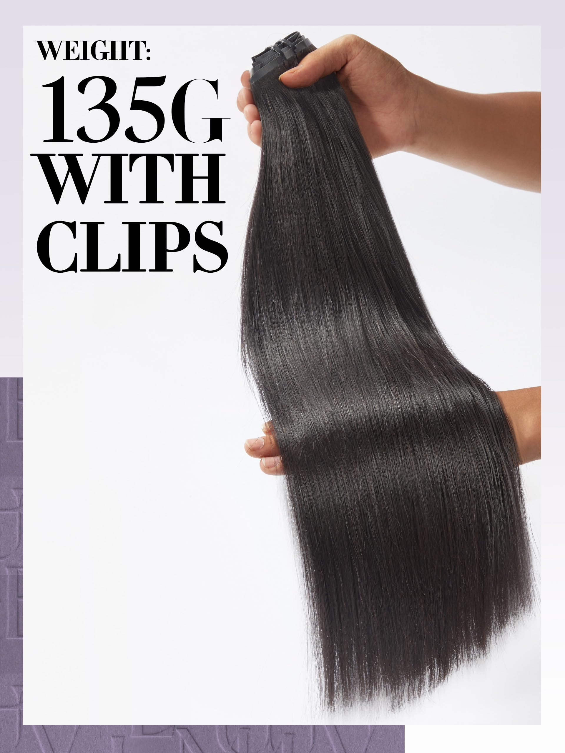 Clip in Hair Extensions for Women - 18 Inch Yaki Straight Human Hair Weft (9pcs, 135g, Natural Black) - Perfect for Daily Styling, Volume Boost & Special Occasions