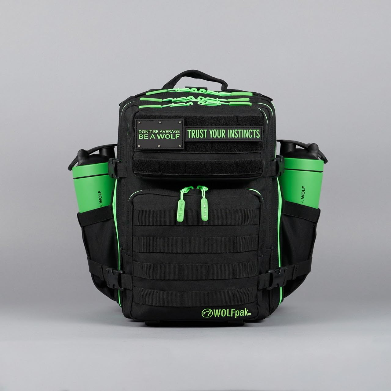 WOLFpak 25L Tactical Backpack - Durable Waterproof Hiking Backpack for Men & Women (Black Neon Green) - Perfect for Outdoor Adventures, Travel & Daily Commute