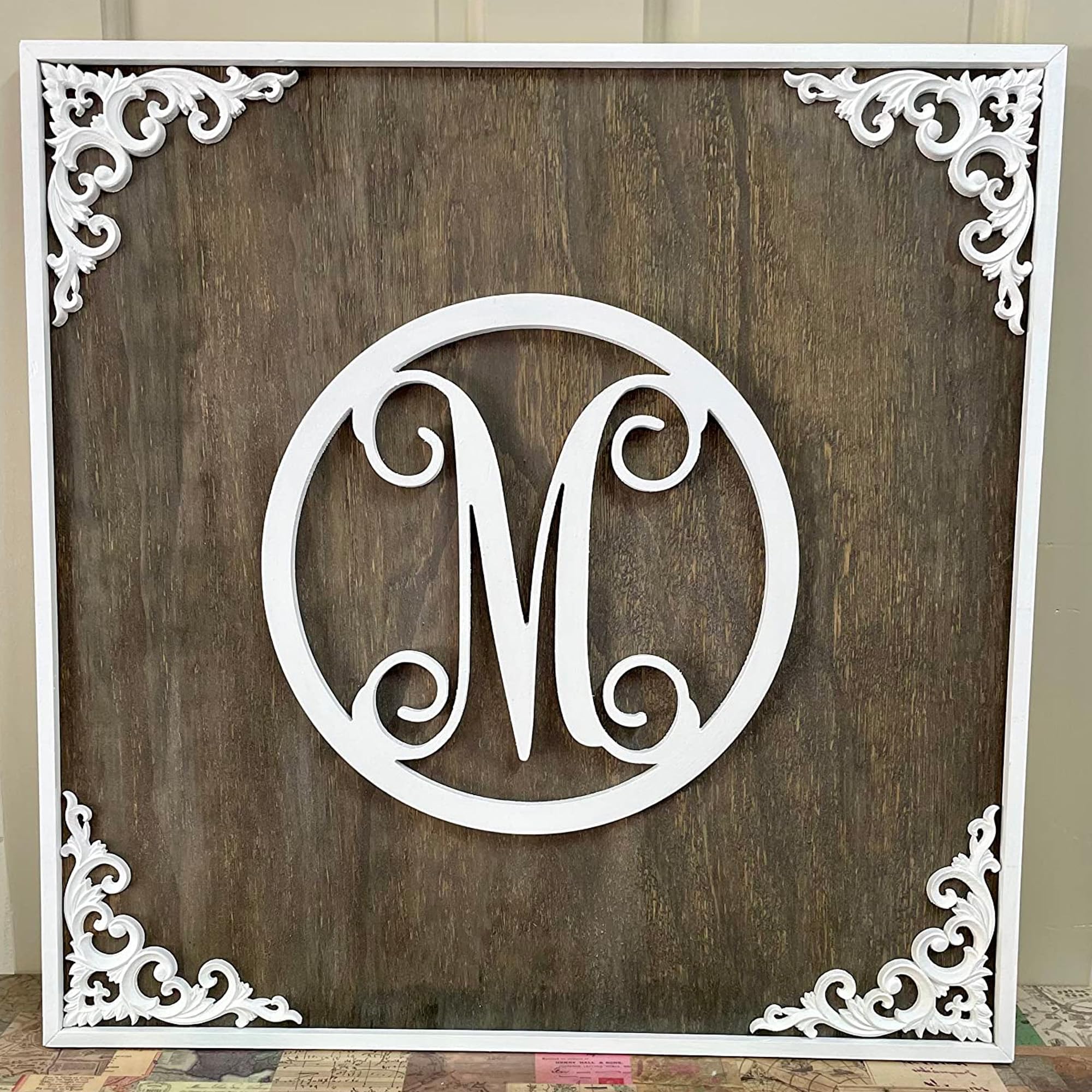 DIY Unfinished Wood Letters for Nursery Decor - Vines Circle Letter for Home & Crafts