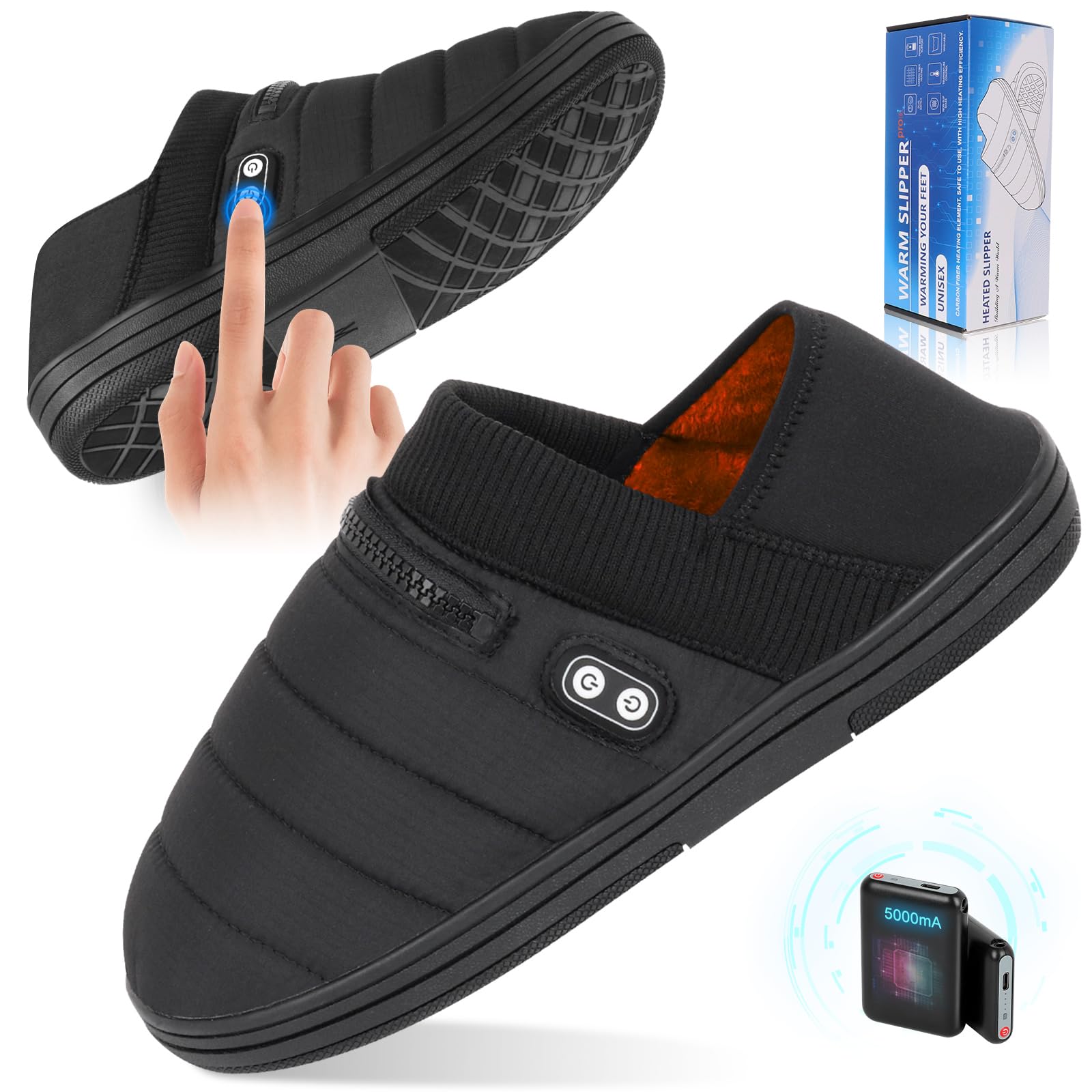 BIAL Rechargeable Battery Heated Slippers - Winter Warm Fuzzy Indoor/Outdoor Footwear with Cordless Heating for Men & Women | Perfect for Cold Weather, Camping, Home & Office Use