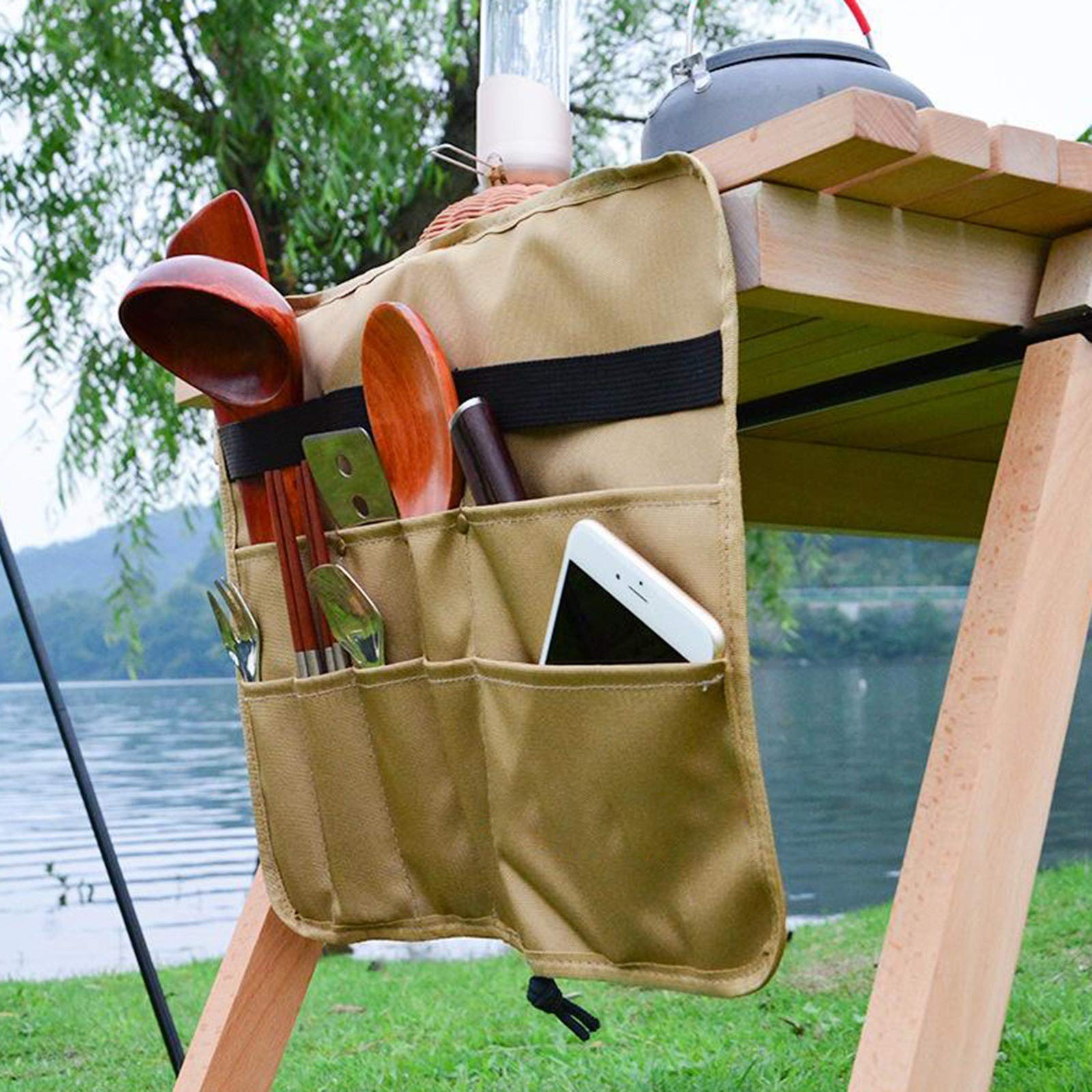 Portable Outdoor Picnic Camping Tableware Storage Hanging Bag - Waterproof Organizer for Utensils, Plates & Cookware - Perfect for Beach, BBQ, Hiking & RV Trips