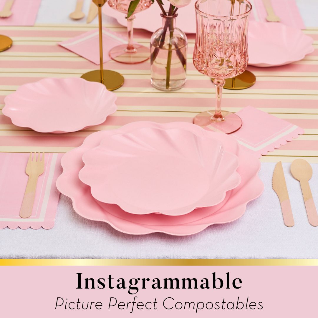 Simply Eco-Friendly Dinner Plates - Set of 8, Blush Pink | Perfect for Everyday Meals, Parties & Sustainable Dining