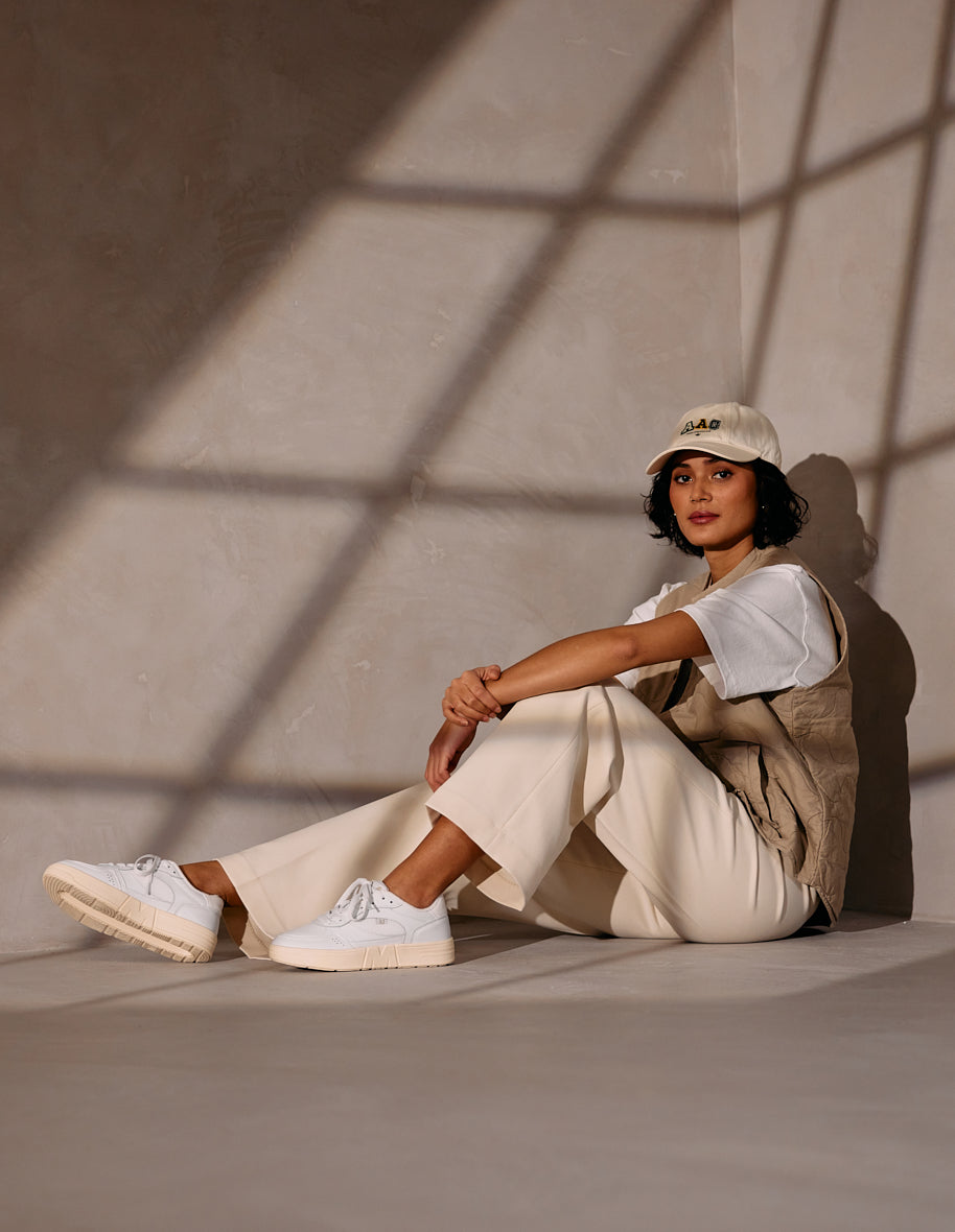 Eco-Friendly White Vegan Suede & Recycled Leather Low Baskets - Perfect for Casual Outfits, Office Wear, and Sustainable Fashion Lovers