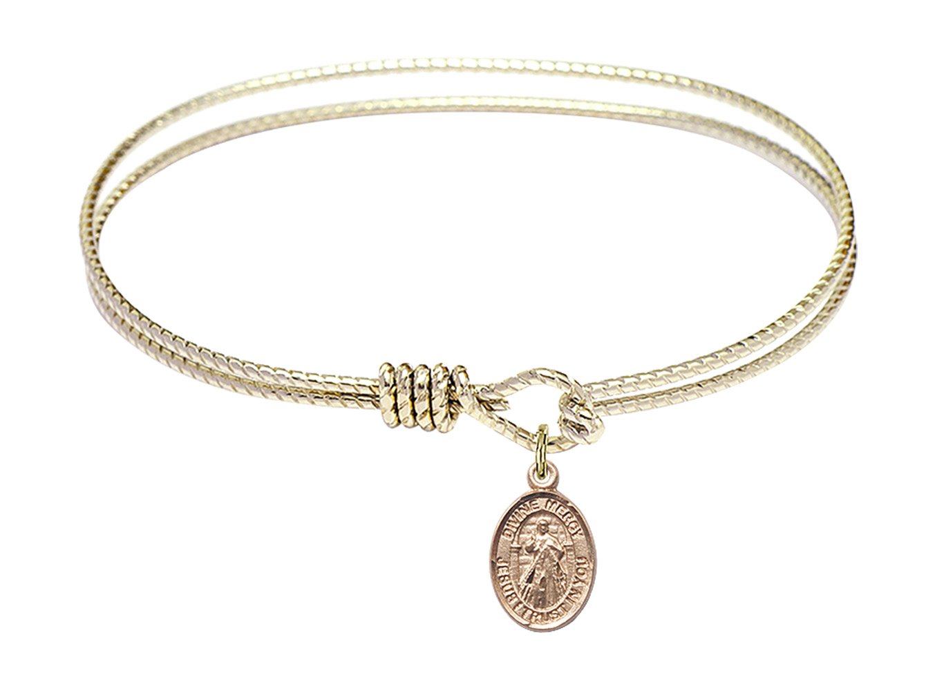 Divine Mercy Charm Oval Eye Hook Bangle Bracelet - 7 1/4 Inch F A Dumont Jewelry for Women, Religious Gifts, Catholic Accessories | Perfect for Church, Prayer, and Everyday Wear