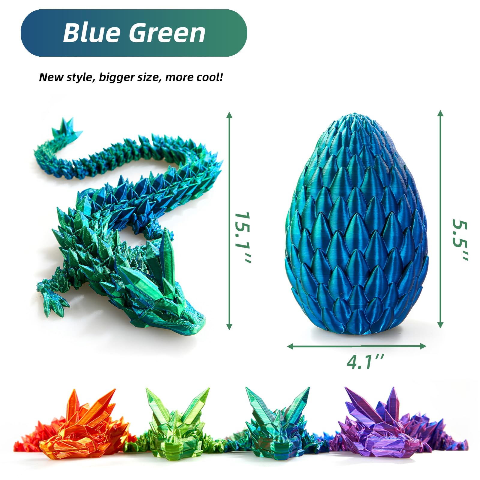 3D Printed Dragon Egg - 15 Inch Crystal Dragon Easter Egg, Fidget Toys for Kids & Adults, Unique Home Office Decor Gift for Christmas, Birthday - Perfect for Stress Relief, Party Favors, and Fantasy Collectibles