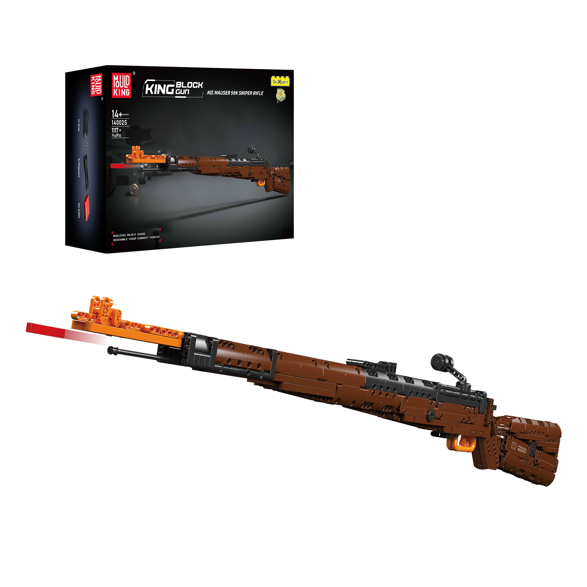 MOULD KING 14002S Kar98k Building Blocks Set - 1,117 PCS WWII German Sniper Rifle Model Kit for Adults & Teens - Perfect for Collectors, Military Enthusiasts & DIY Projects