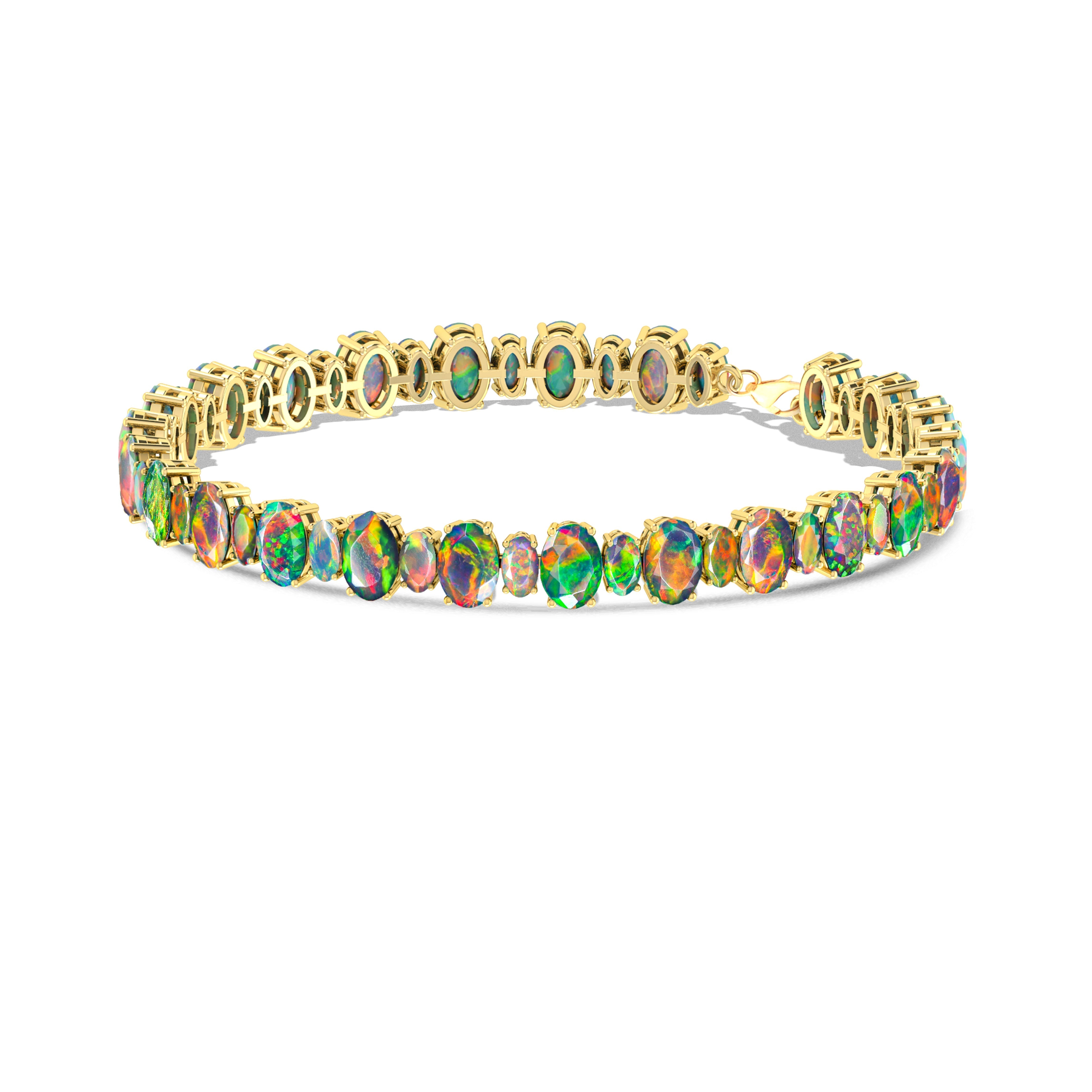 Lavender Fire Opal Oval Gemstone Bracelet for Women - Healing Crystal Jewelry for Meditation, Yoga & Spiritual Gifts