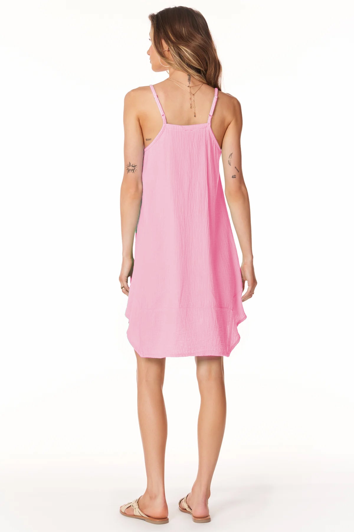 Asymmetrical Hem Dress - Flowy Cotton Candy Pink Summer Dress for Women | Beach Vacation, Date Night, Casual Outfit