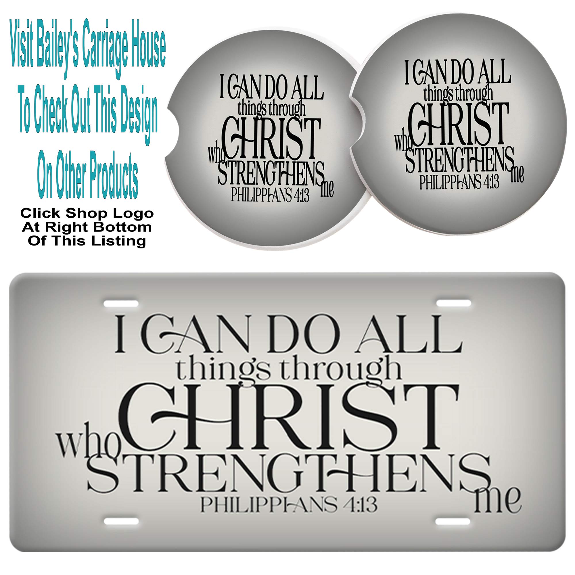 Philippians 4:13 Christian Bible Verse Car License Plate - Inspirational Auto Accessory