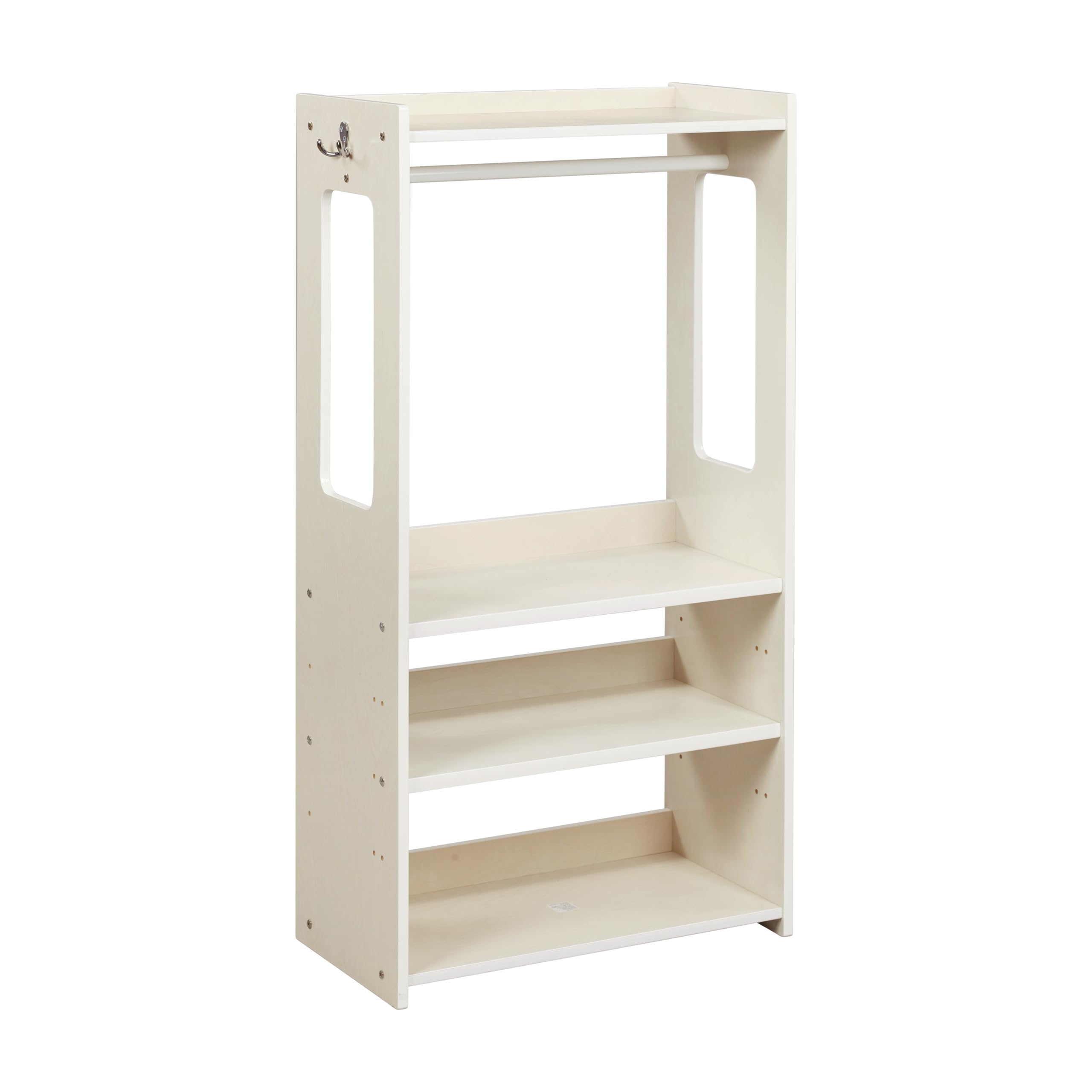 ECR4Kids TrendiTot Kids Clothing Rack - White Wash Wooden Wardrobe Organizer for Toddler Clothes & Accessories | Perfect for Bedroom, Nursery, and Playroom Storage