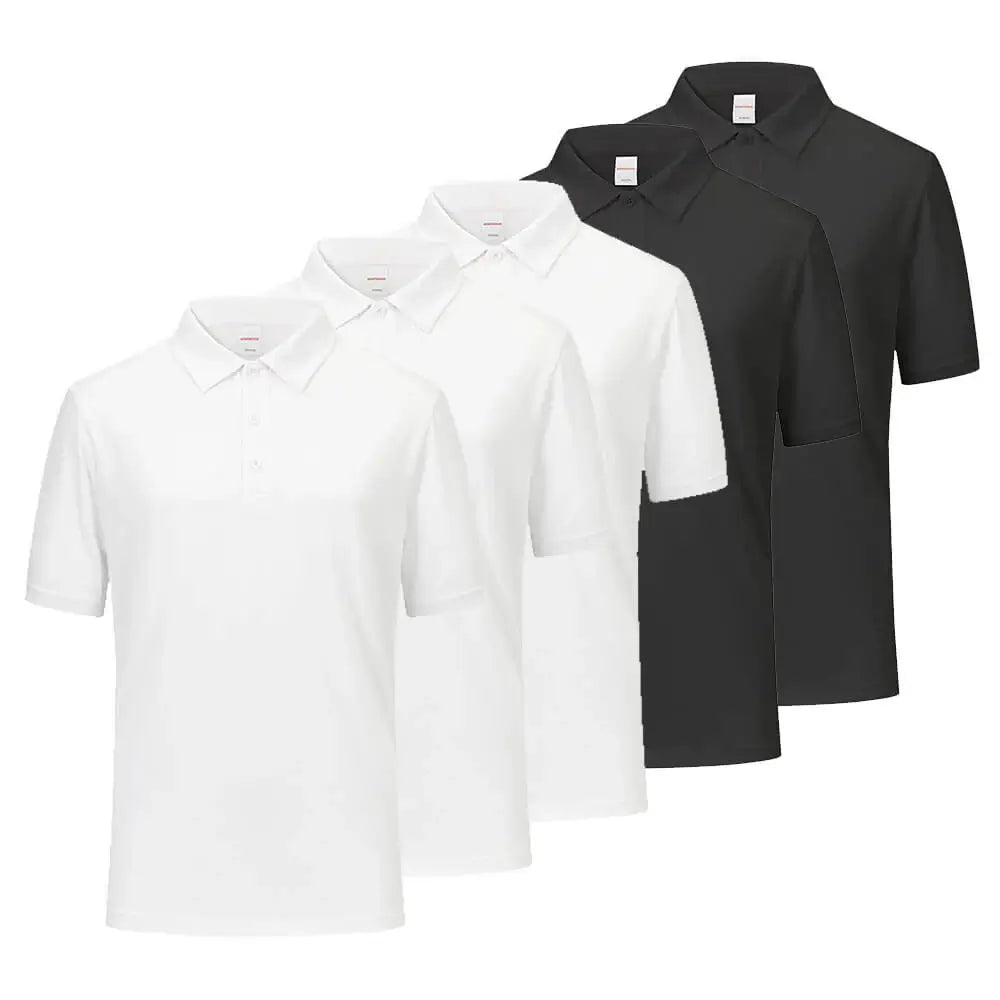 5 Pack Men's Quick Dry Moisture Wicking Polo Shirts - Breathable & Lightweight for Golf, Tennis & Casual Wear