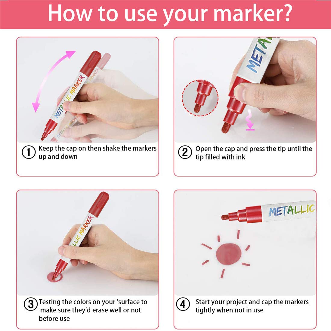 Metallic Liquid Chalk Markers - 8 Pack with 6mm Bold Tip, Erasable Chalk Pens for Blackboard, Bistro Menu & Window Writing - Perfect for Restaurants, Cafes, Classrooms & DIY Projects