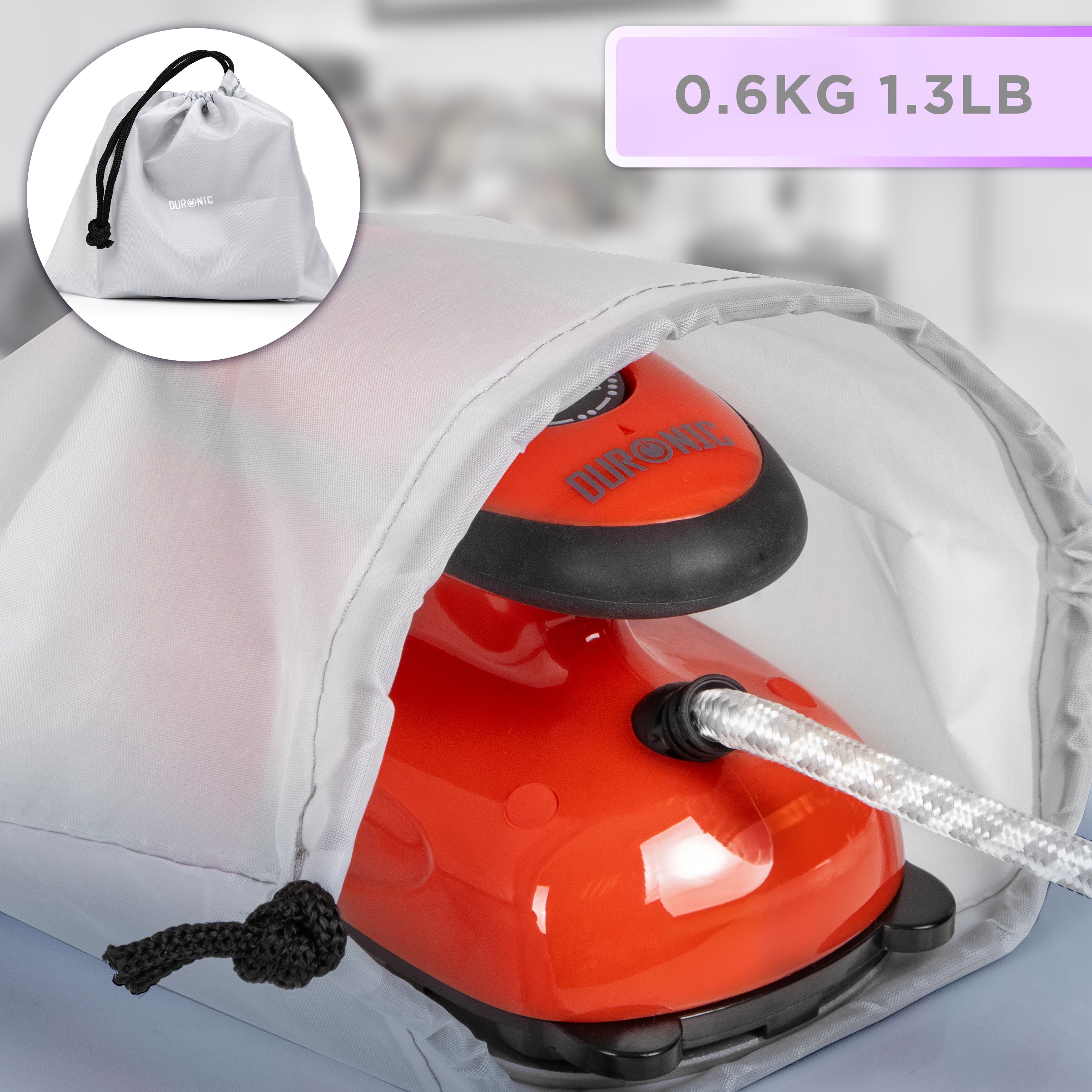 Duronic SI2 RD Mini Travel Iron & Steamer - 375W Compact Quilting Iron with 50ml Water Tank, Adjustable Heat Settings & Brush - Perfect for Patchwork, Applique, Crafting & Holiday Travel (Red) | Ideal for Sewing Projects, Fabric Crafts & On-the-Go Garment Care